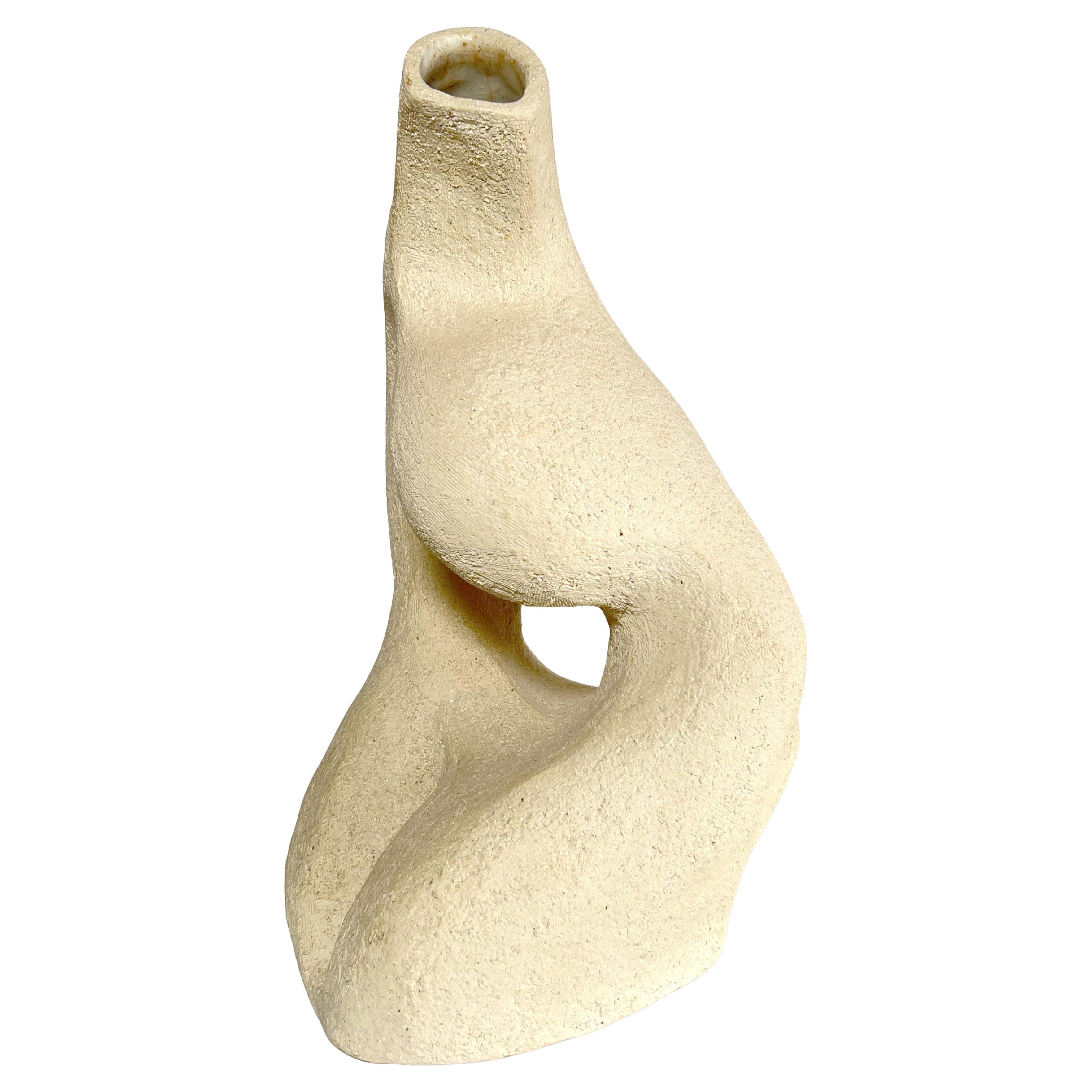 No.000341 Handcrafted Organic Modern Textured White Ceramic Vessel- Lost Quarry