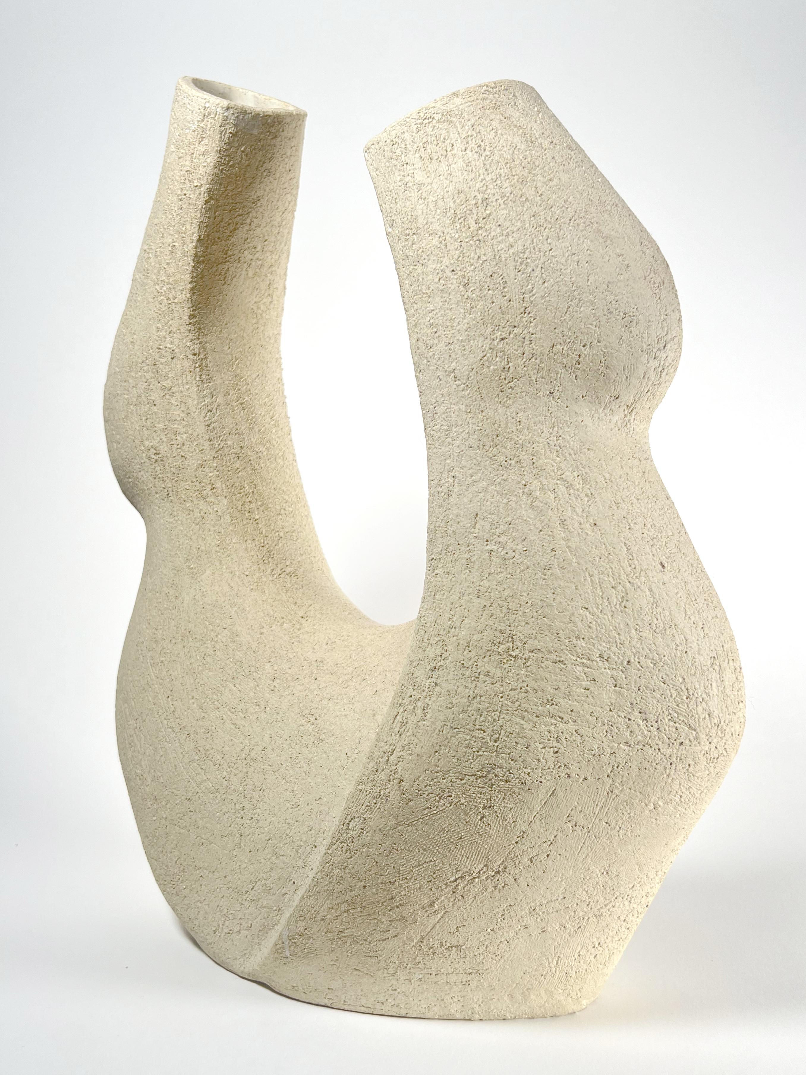 Glazed No.000414 Handcrafted Organic Modern Textured White Ceramic Vessel- Lost Quarry For Sale