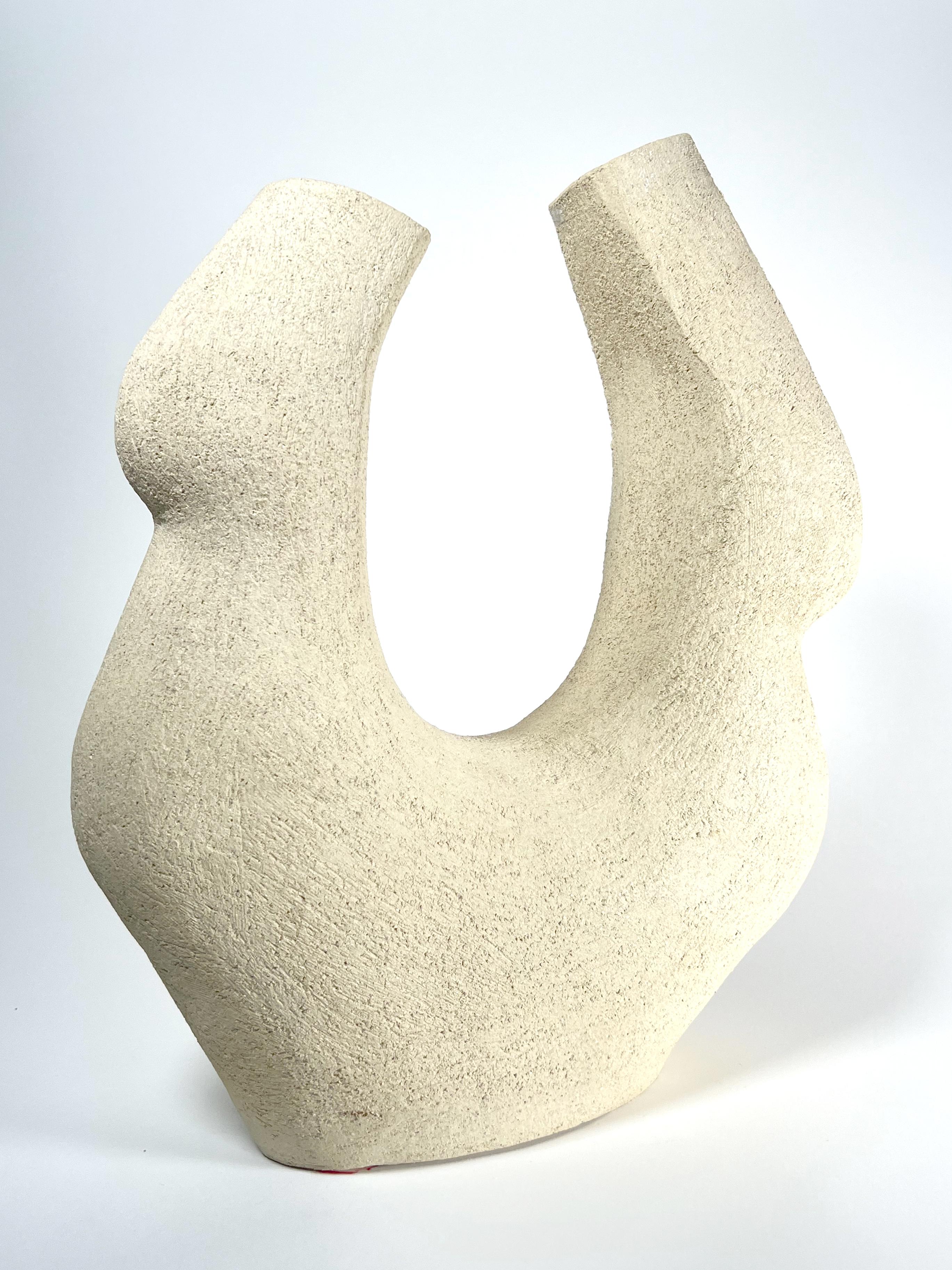 No.000414 Handcrafted Organic Modern Textured White Ceramic Vessel- Lost Quarry In New Condition For Sale In Brooklyn, NY