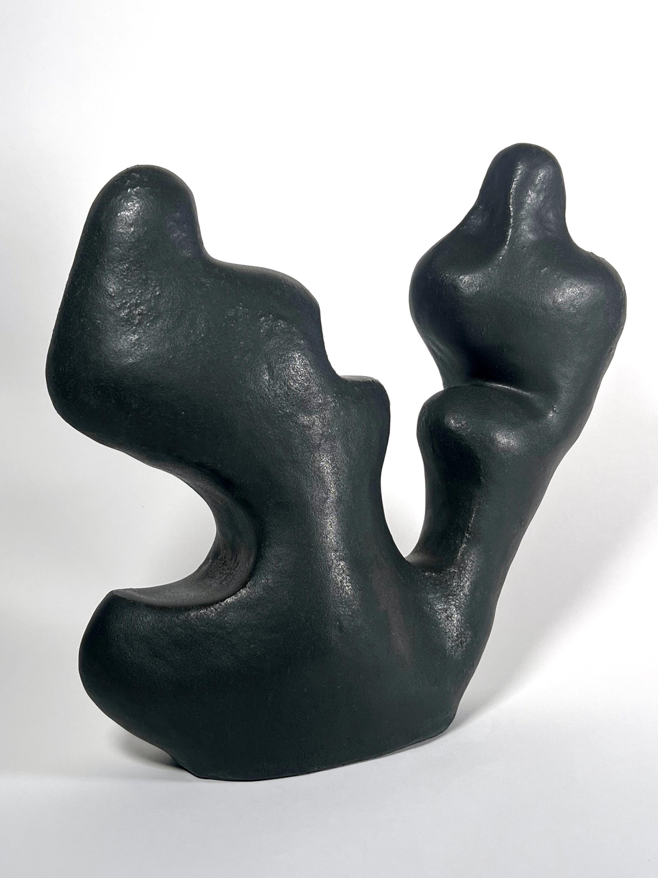 Contemporary No.000811 Handcrafted Organic Modern Black Ceramic Vessel- Lost Quarry For Sale