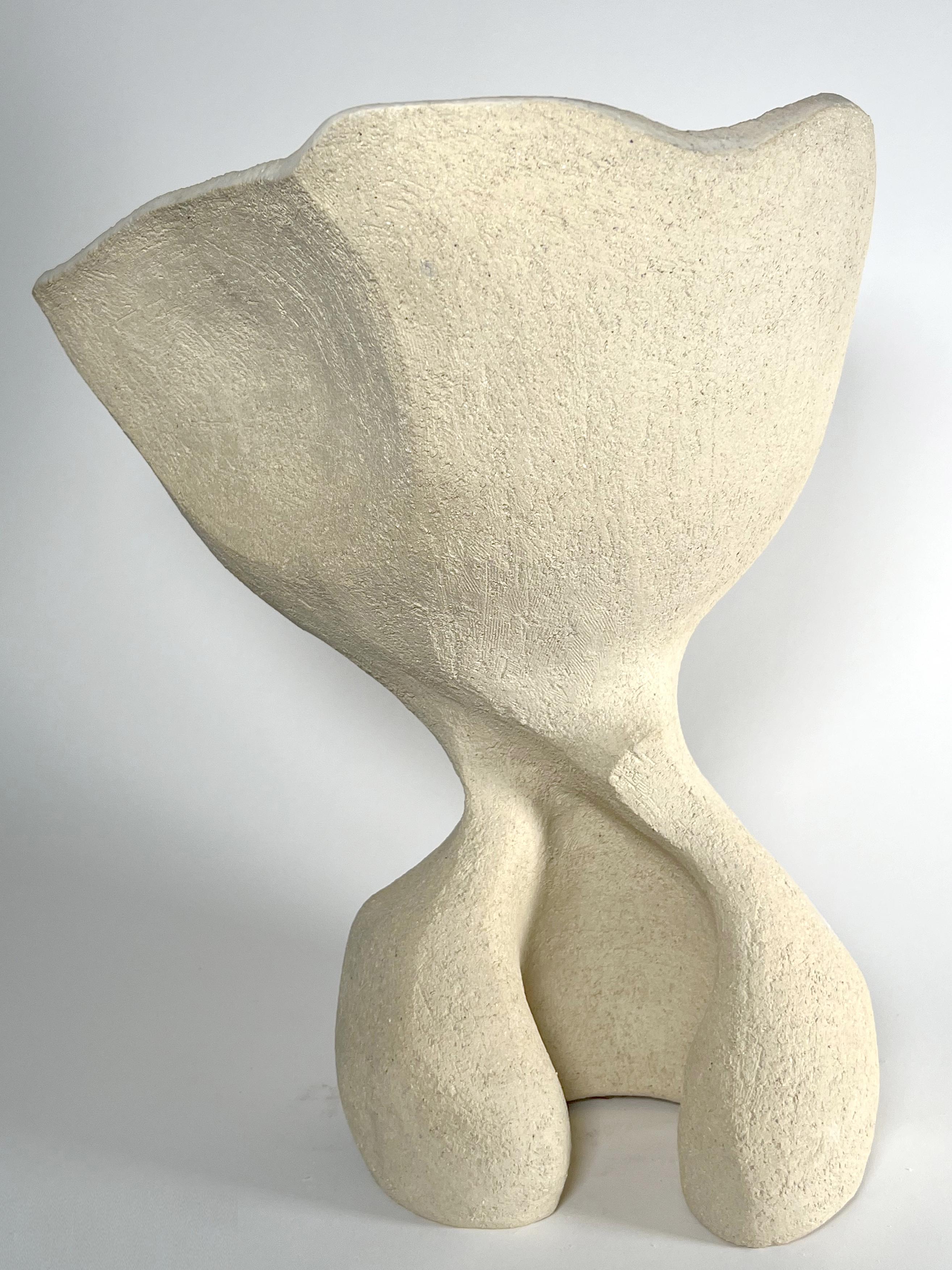 No.000812 Frutero escultórico artesanal de cerámica orgánica blanca - Lost Quarry Glaseado en venta
