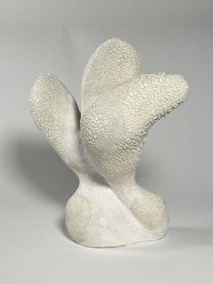 NO.000950 White Clay With Textural Glaze Multi opening Vase
