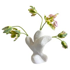 NO.000950 White Clay With Textural Glaze Multi opening Vase