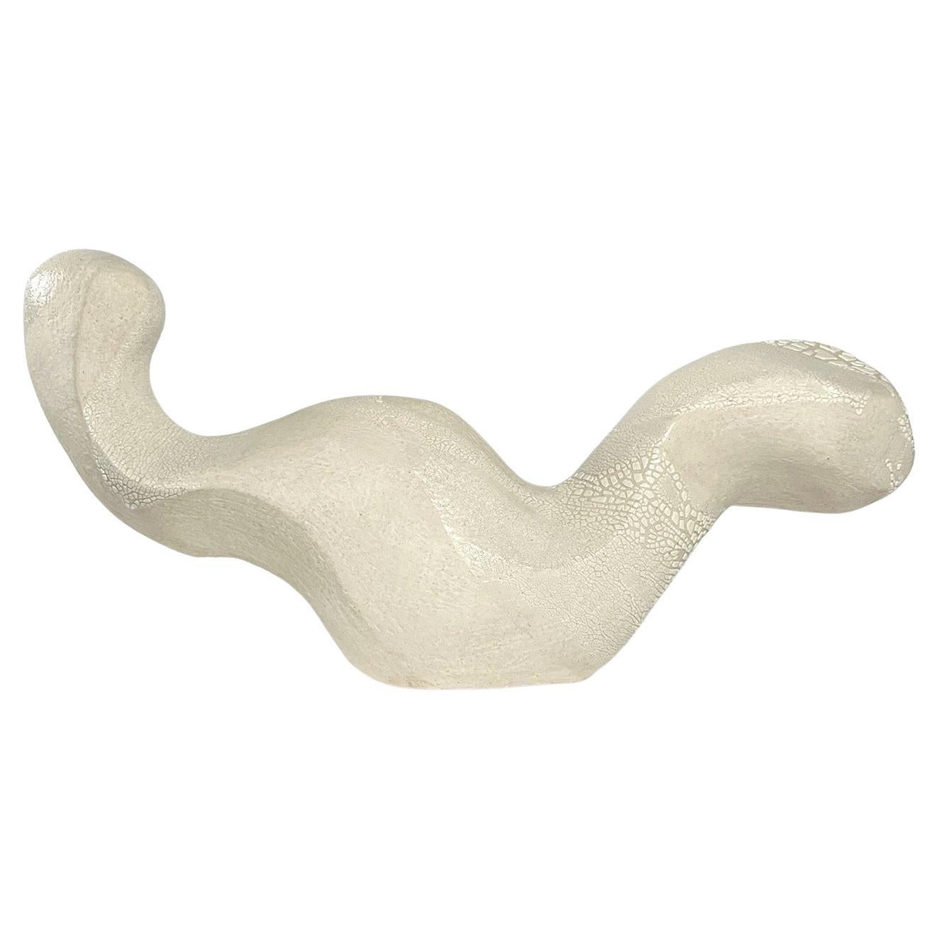 NO.000954 Vaso in ceramica bianca strutturata organica moderna realizzata a mano - Lost Quarry