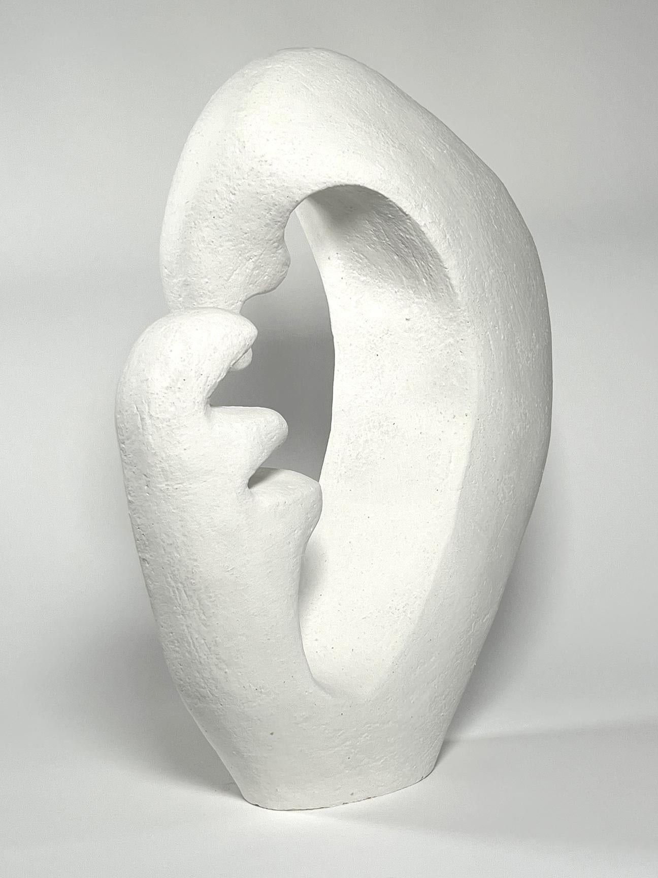 NO.000957 Vasija de cerámica blanca con textura, moderna y orgánica, hecha a mano - Lost Quarry Estadounidense en venta