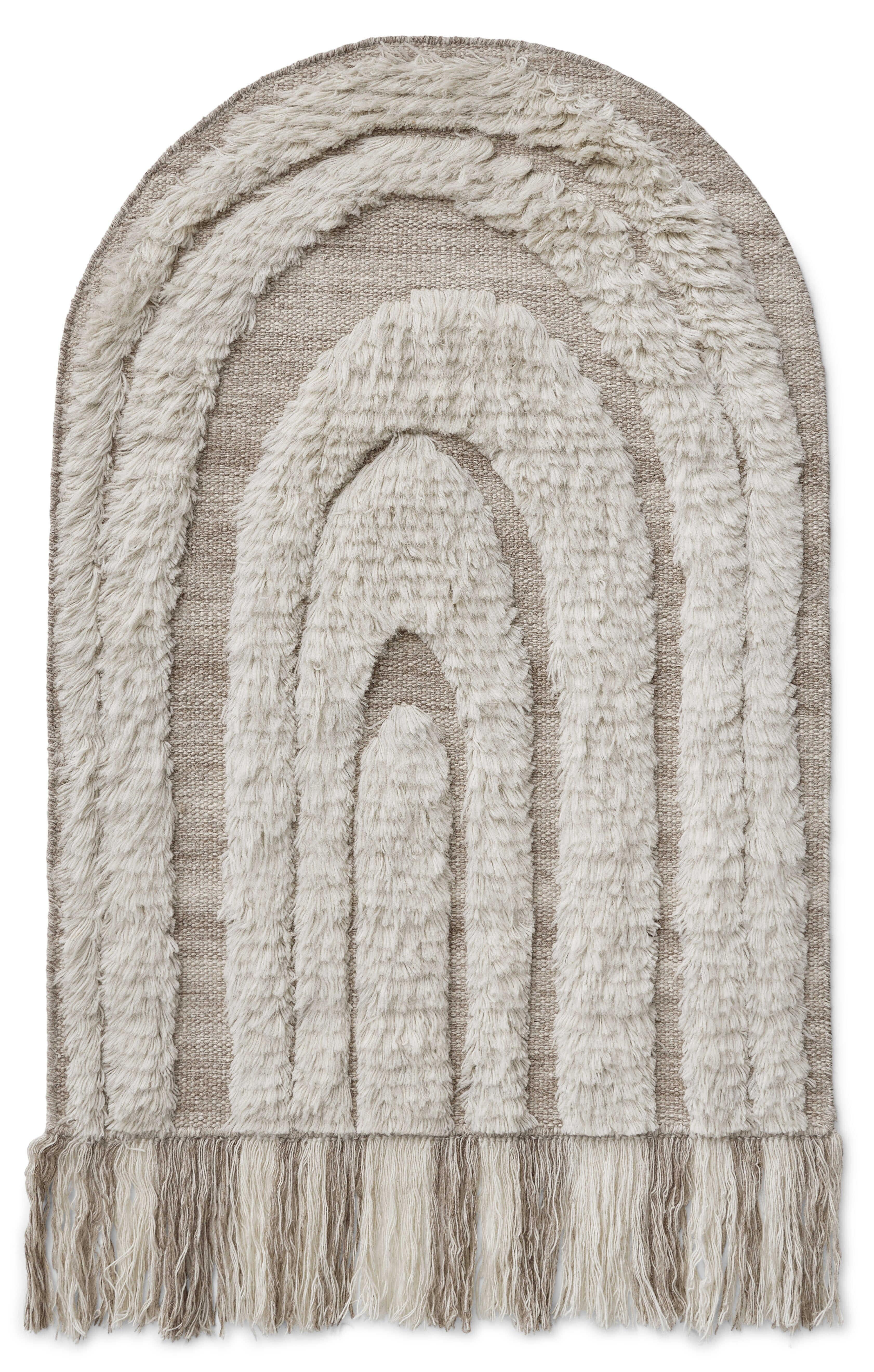 No.01 Rug by Cappelen Dimyr
Dimensions: D120 x H180
Materials: 85% wool 15% cotton

no.01 is a true decorative statement piece, which can be hung on the wall or as a classic floor rug. It is hand-knotted in natural and unbleached wool in a soft