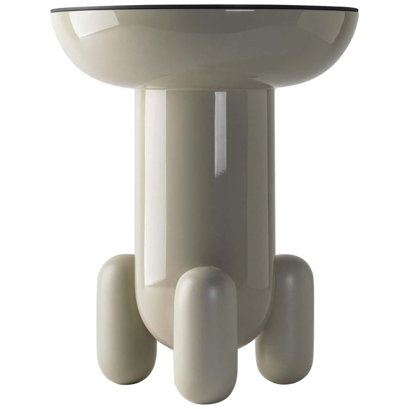Moderne Table d'appoint Explorer n°1 en fibre de verre laquée avec finition en verre mat en vente