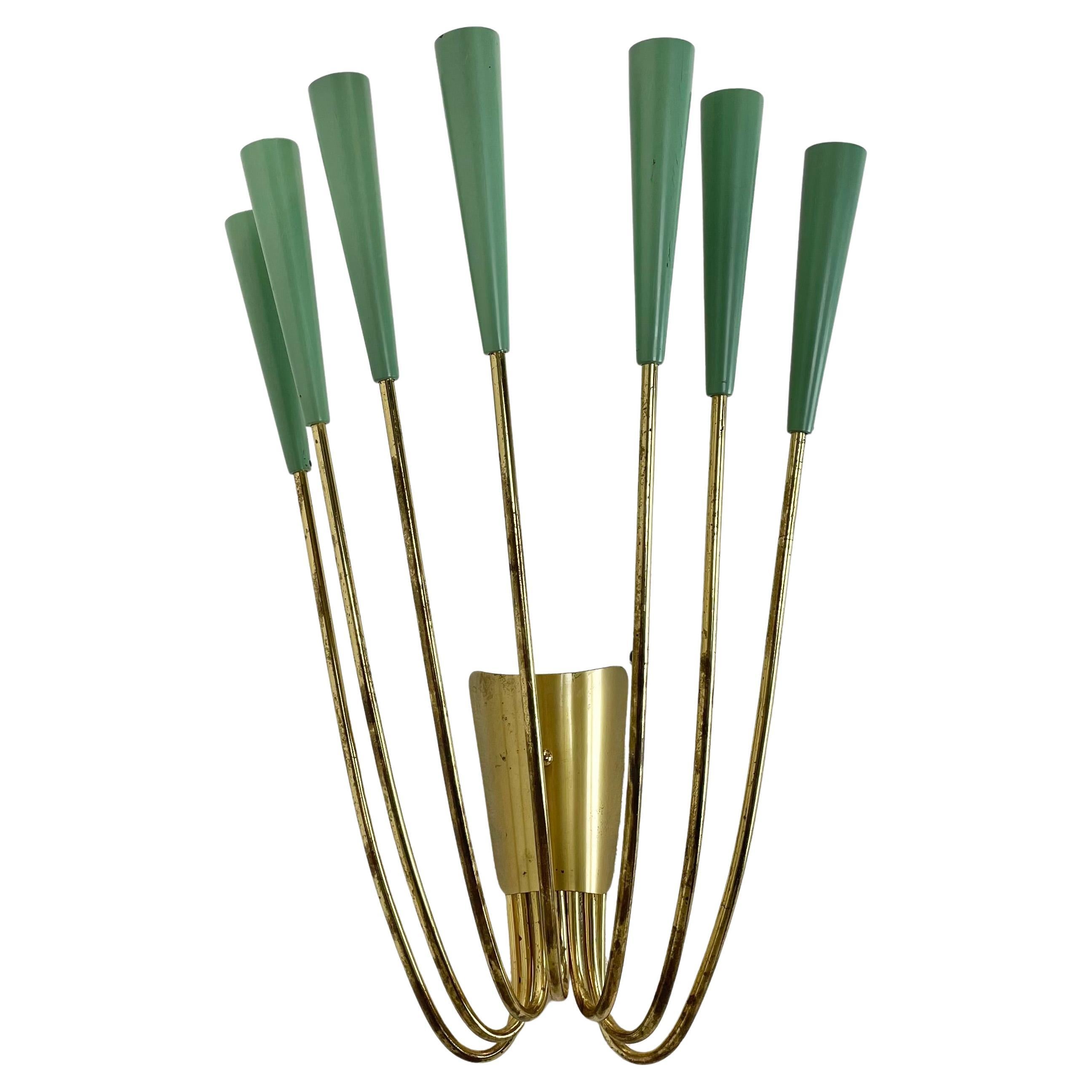 n.1 Grande Sconcerto da parete in ottone stile STILNOVO da 54 cm, Italia, anni '50 in vendita