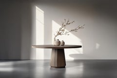 No11 Scarpa Dining Table – Cylindrical Solid Wood Base with Round Top by NONO