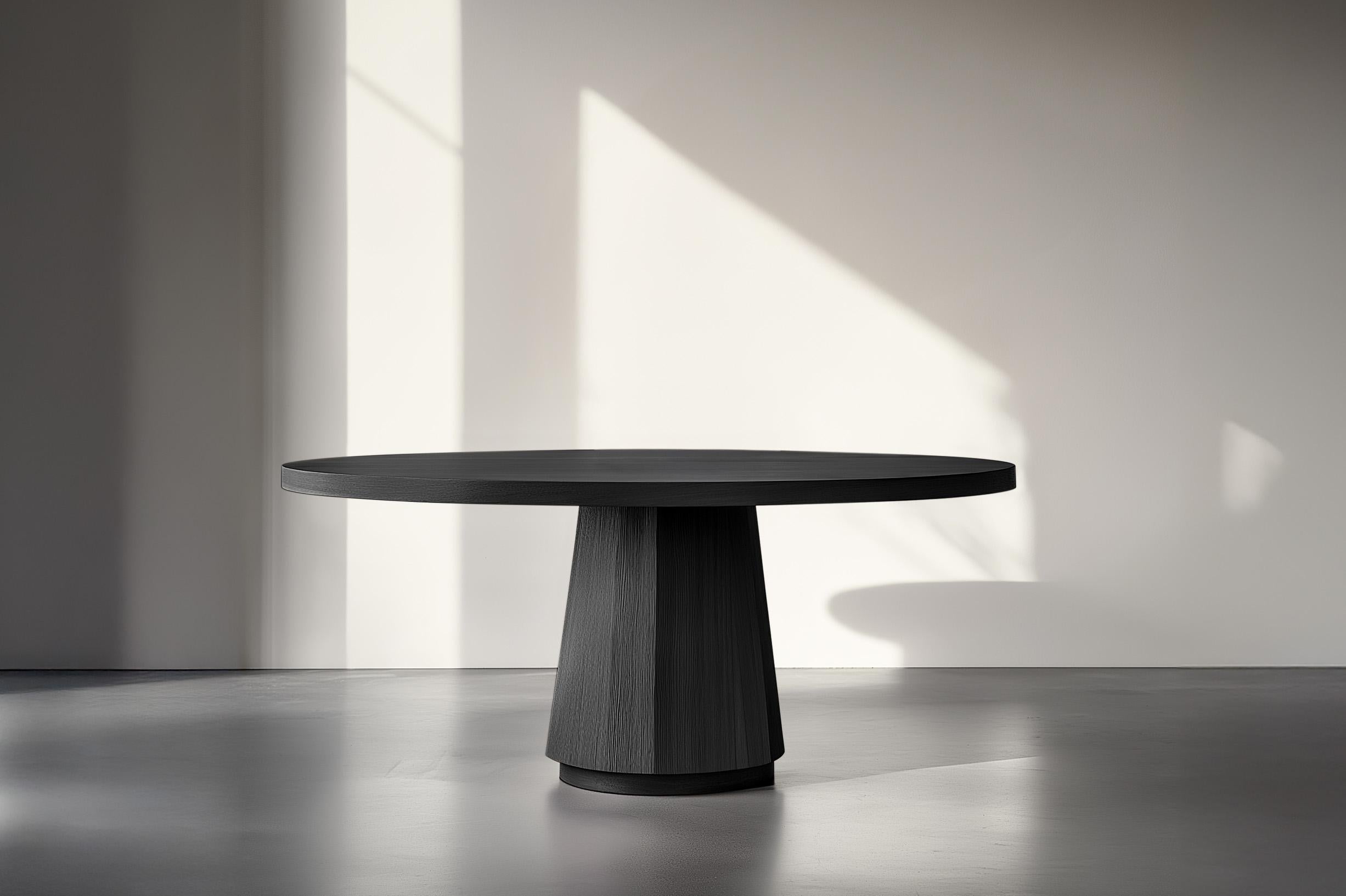 Modern No11 Scarpa Dining Table – Cylindrical Solid Wood Base with Round Top by NONO For Sale