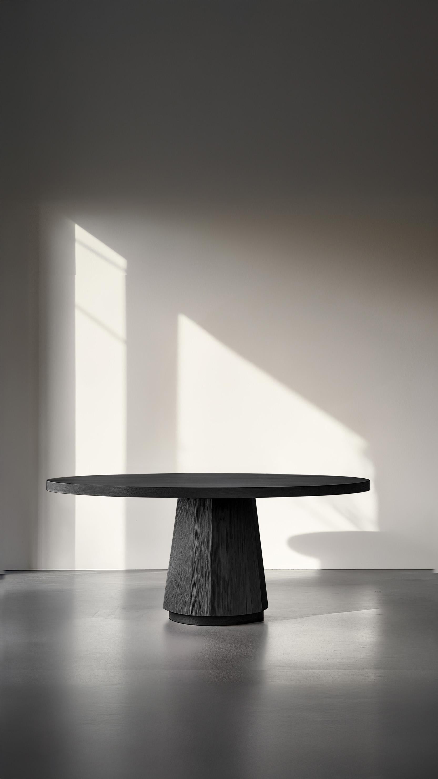 Mexican No11 Scarpa Dining Table – Cylindrical Solid Wood Base with Round Top by NONO For Sale