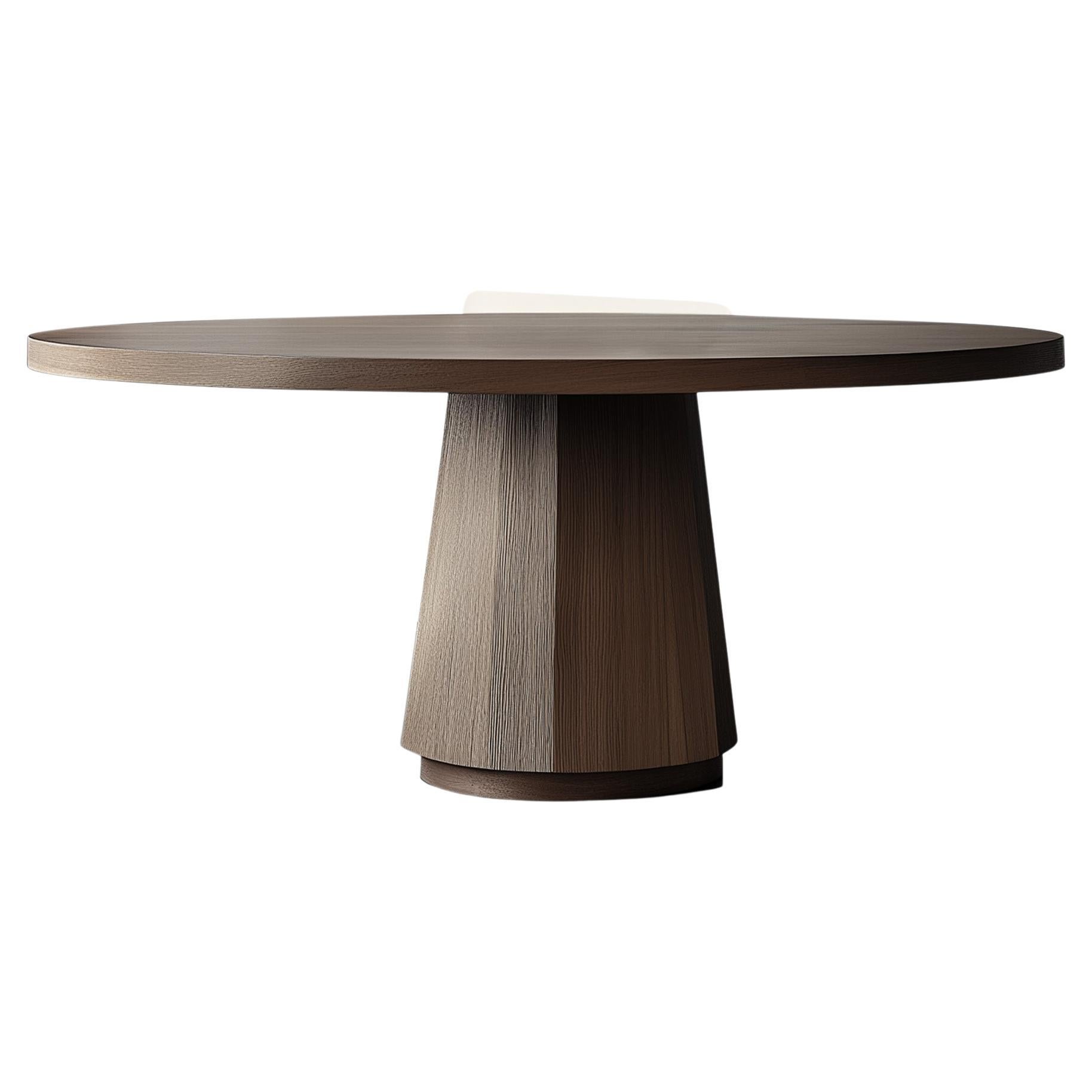 No11 Scarpa Dining Table – Cylindrical Solid Wood Base with Round Top by NONO