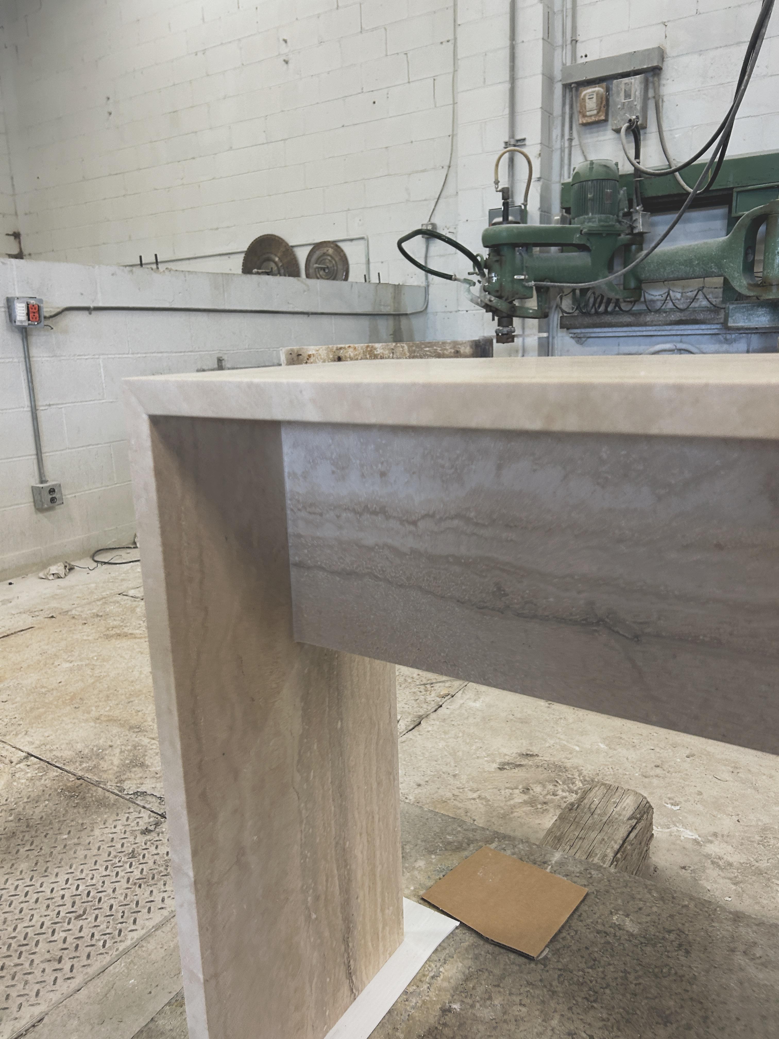 American Nº113 Vein-cut Romano Travertine Console Table by Amee Allsop For Sale