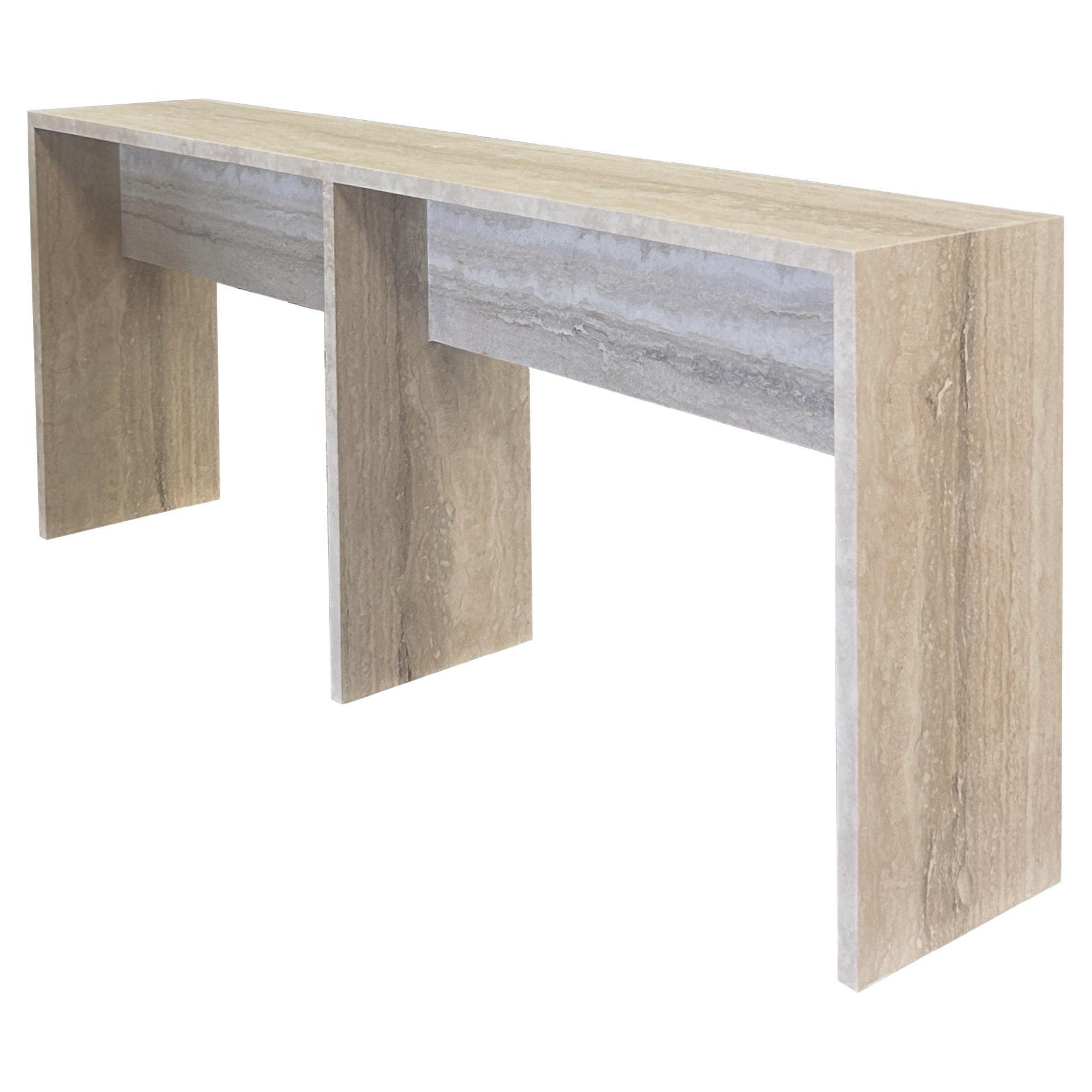 Nº113 Vein-cut Romano Travertine Console Table by Amee Allsop