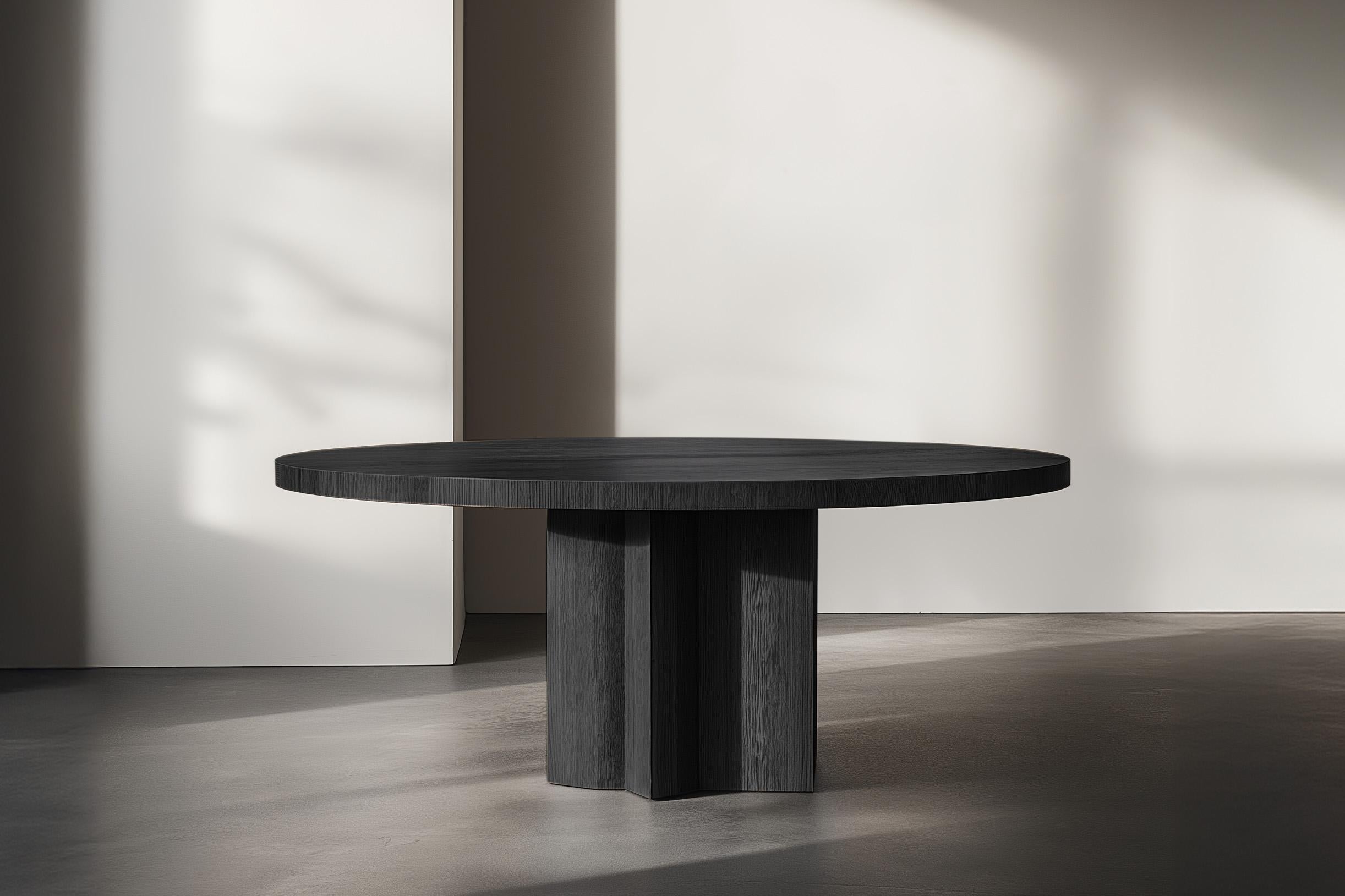 Modern No15 Scarpa Dining Table – Solid Wood Round Top with Cylindrical Base by Joel Es For Sale