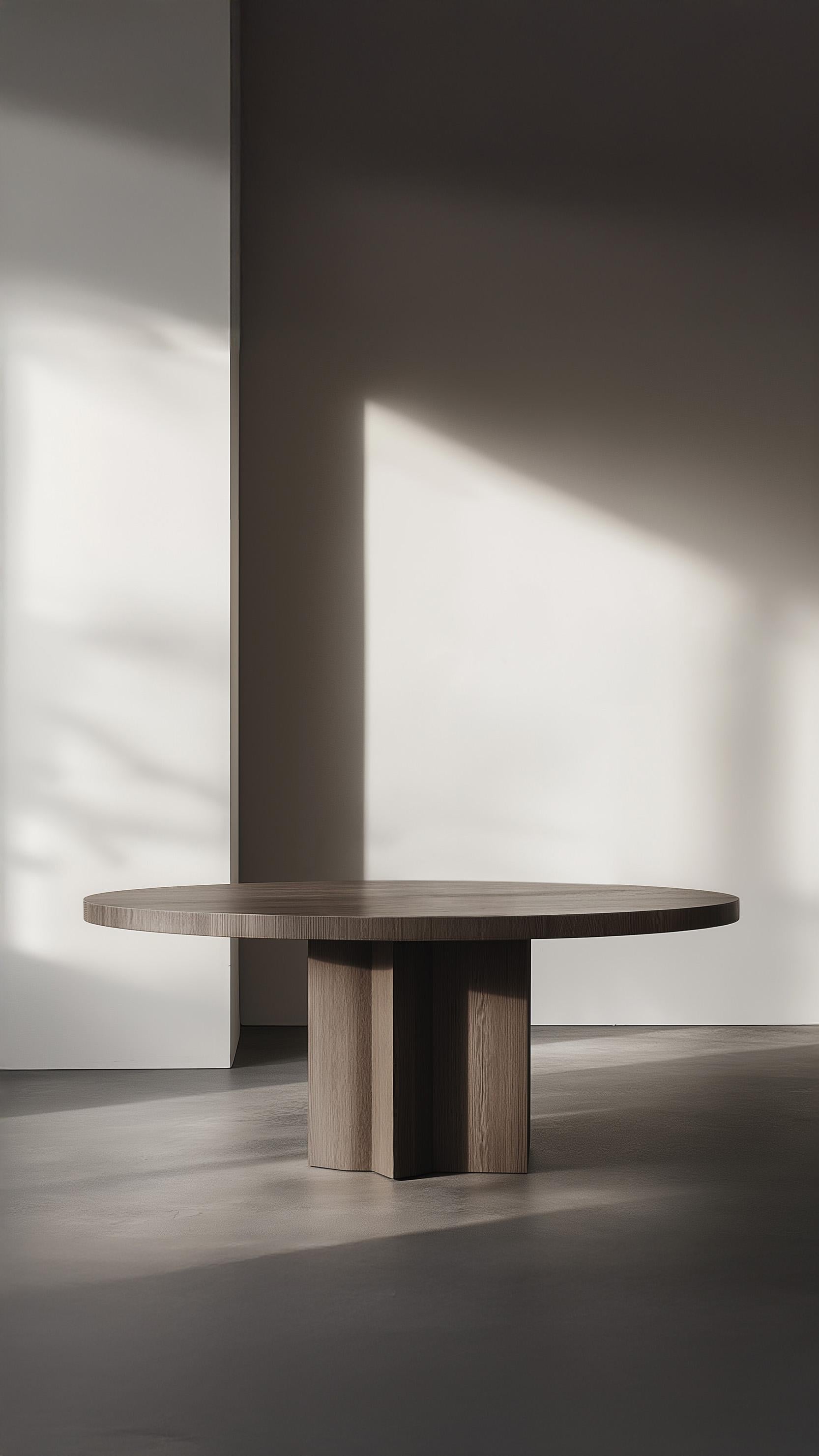Mexican No15 Scarpa Dining Table – Solid Wood Round Top with Cylindrical Base by Joel Es For Sale