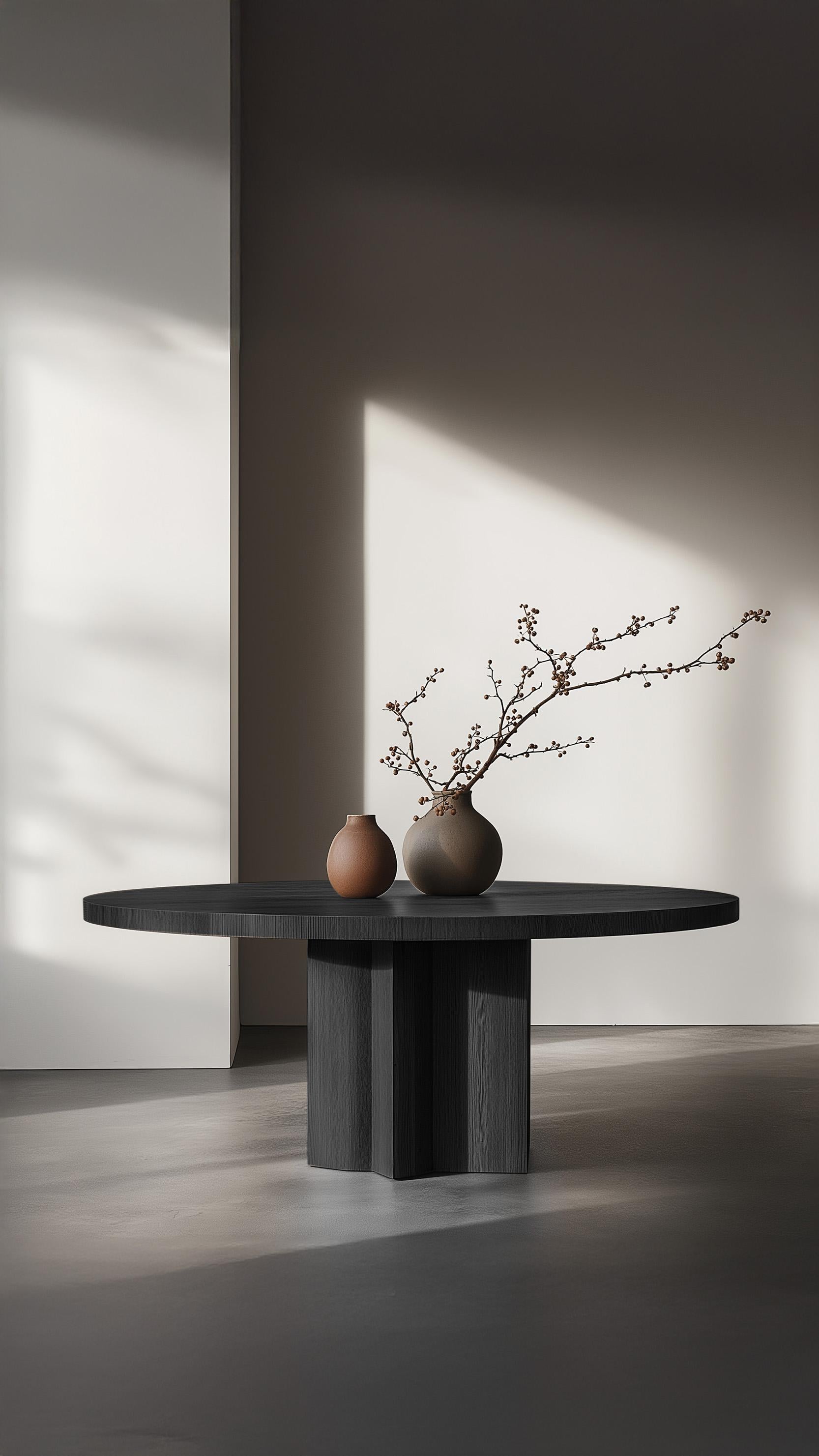 Hand-Crafted No15 Scarpa Dining Table – Solid Wood Round Top with Cylindrical Base by Joel Es For Sale