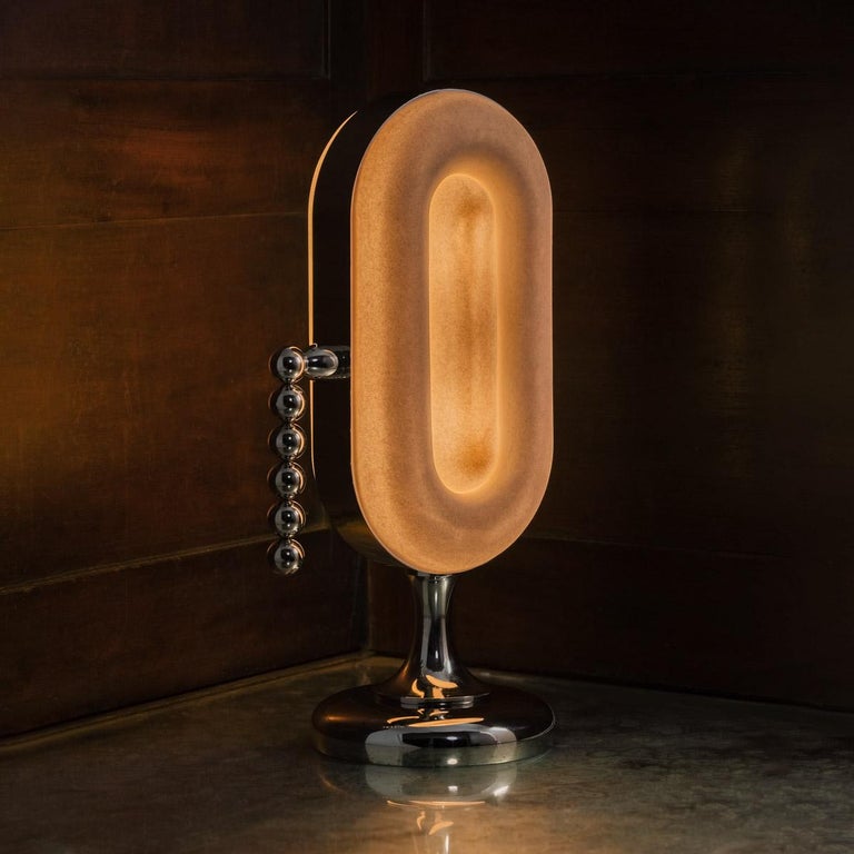 The Nº153 Surface Lamp is comprised of a solid brass frame, porcelain slip cast lenses, LED illumination and a grand pull chain.