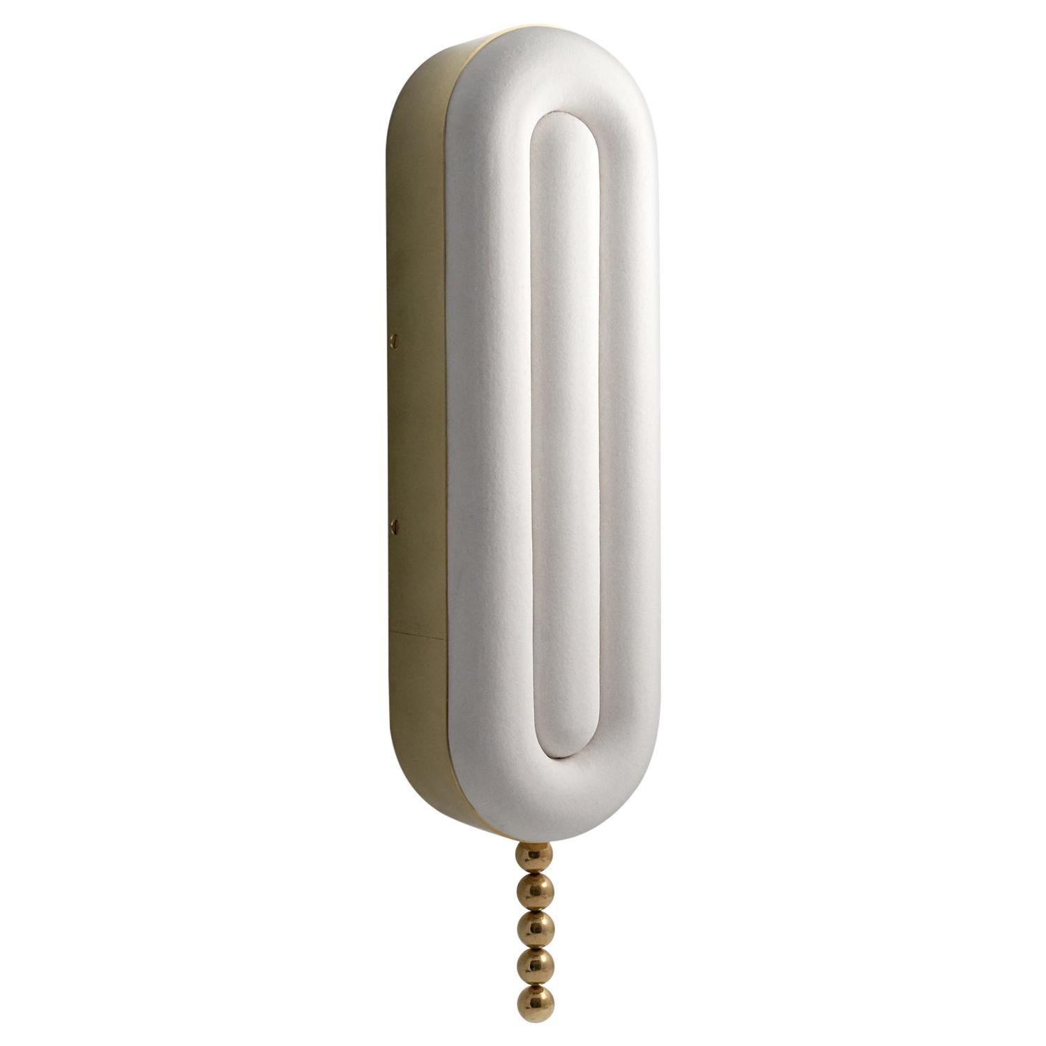 Nº159 Wall Lamp by Avoirdupois - A brass and porcelain sconce with pull chain For Sale