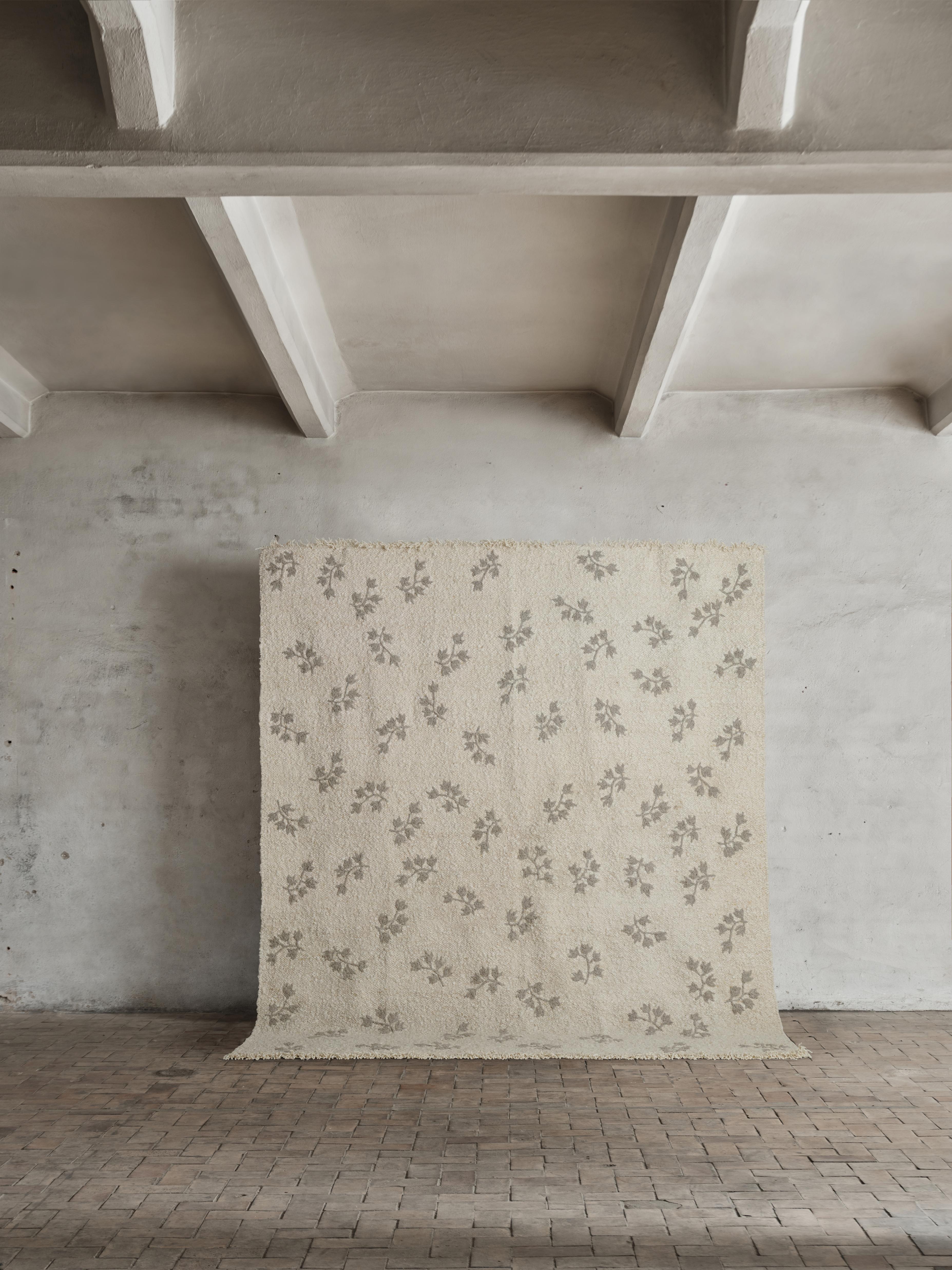 No.16 Rug by Cappelen Dimyr
Dimensions: D 230 x H 280 cm
Materials: 85% wool, 15% cotton

Rug no.16 is made in natural New zealand wool with handspun slub yarn, creating a irregular foundation. No.16 is designed in a chalky off-white shade with a