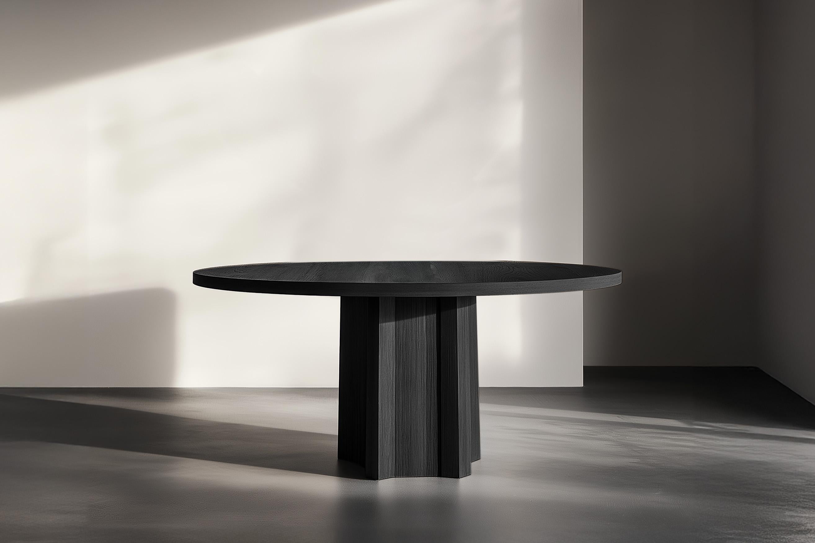 Modern No16 Scarpa Table by NONO – Custom Round Dining Table with Sculptural Wooden Bas For Sale