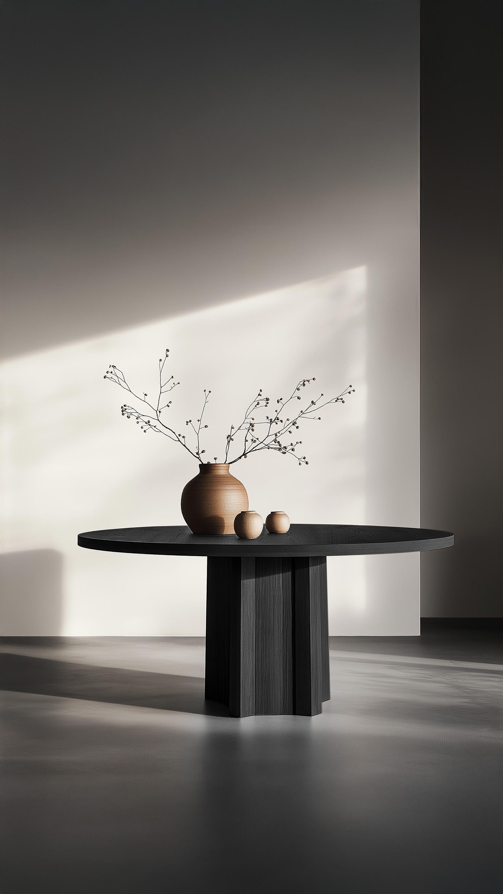 Hand-Crafted No16 Scarpa Table by NONO – Custom Round Dining Table with Sculptural Wooden Bas For Sale