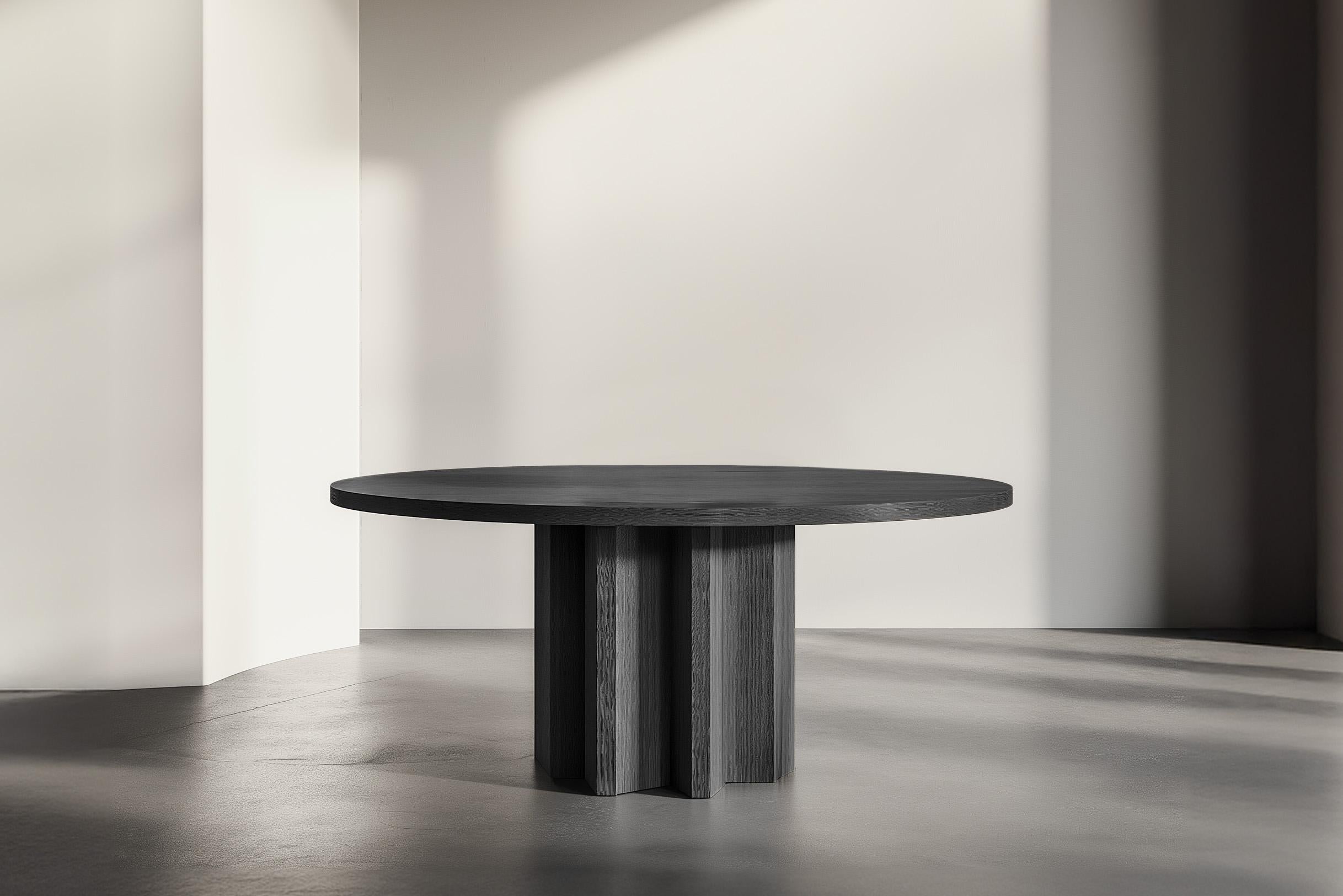 Modern No18 Scarpa Table by NONO – Round Solid Wood Top with Cylindrical Sculptural Bas For Sale