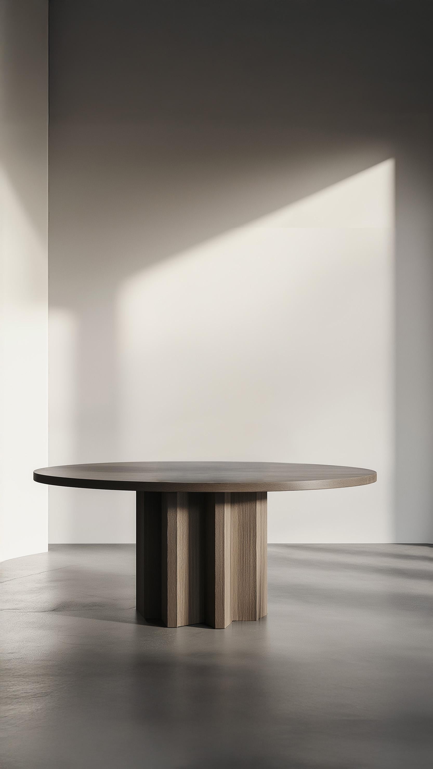 Mexican No18 Scarpa Table by NONO – Round Solid Wood Top with Cylindrical Sculptural Bas For Sale