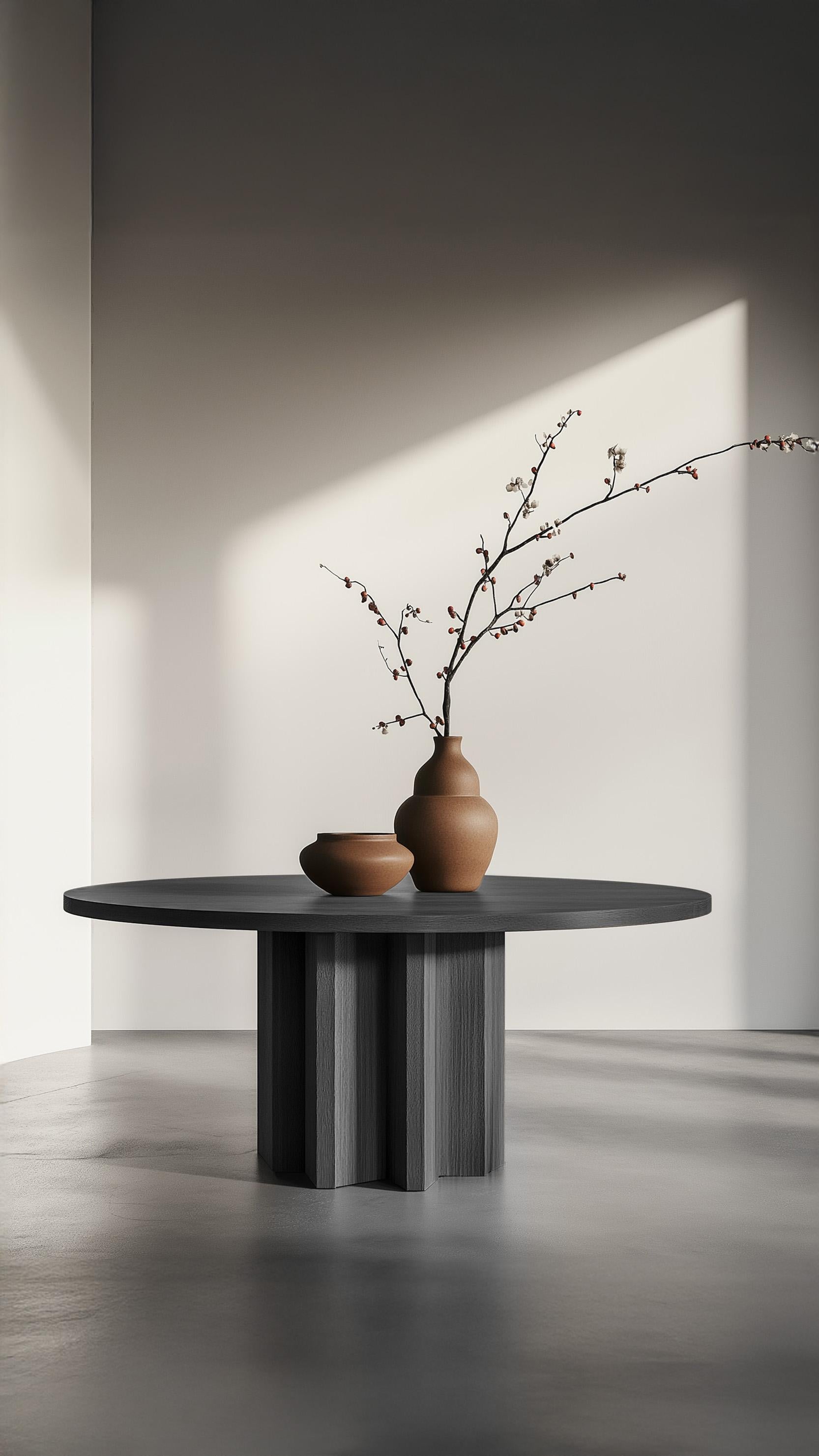 Hand-Crafted No18 Scarpa Table by NONO – Round Solid Wood Top with Cylindrical Sculptural Bas For Sale