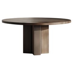 No19 Scarpa Wooden Dining Table – Round Top and Customizable Solid Base by Joel
