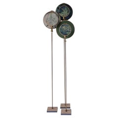 Ensemble de trois lampadaires circulaires bleu vert gris par Sander Bottinga, N° 19