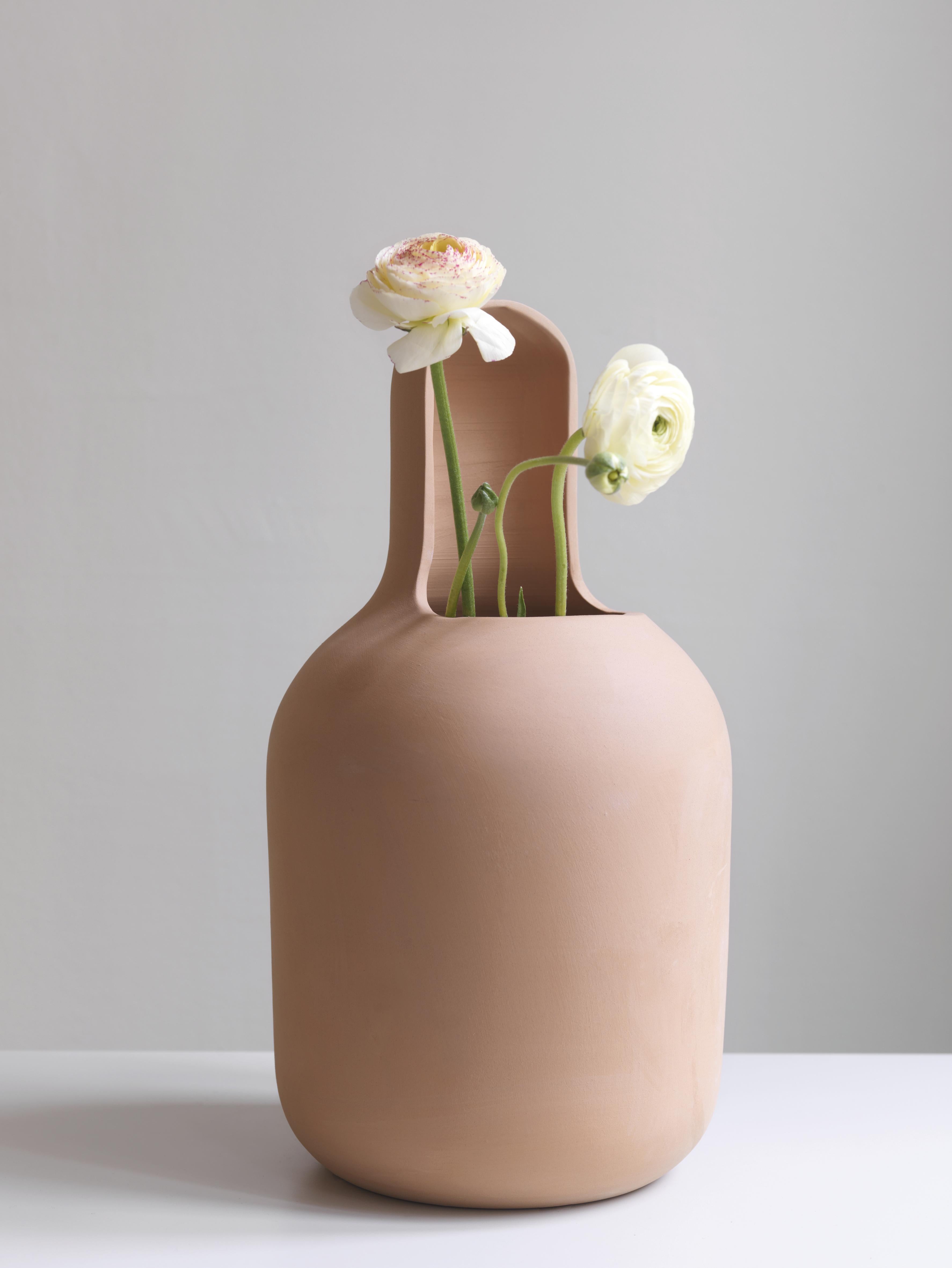 Contemporary No.2 Waterproof Outdoor Handmade Terracotta Gardenias Vase by Jaime Hyon Spain For Sale