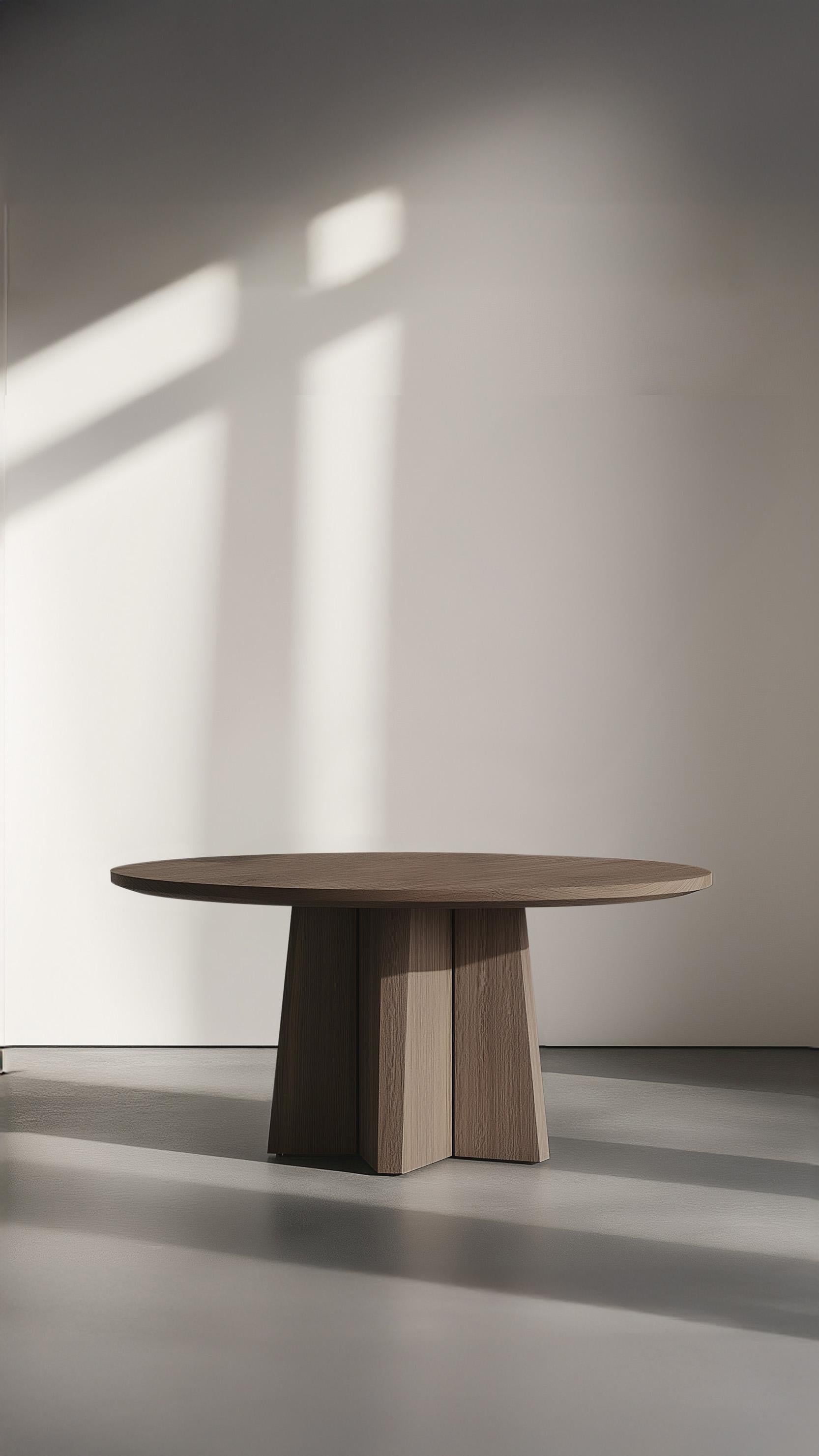 Mexican No20 Scarpa Dining Table by NONO – Round Wooden Top with Cylindrical Base For Sale