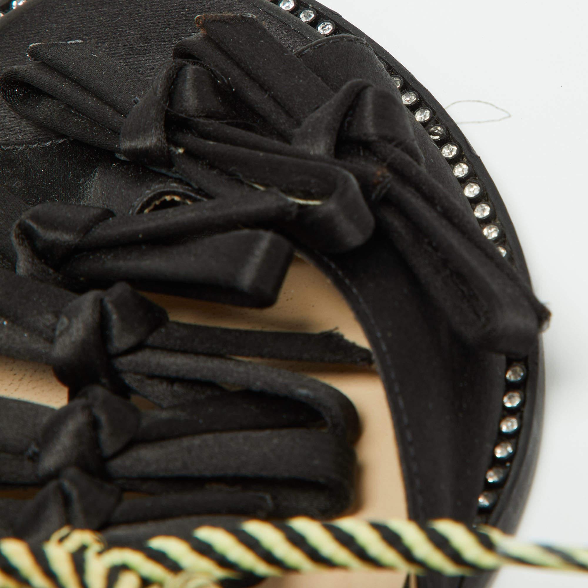 Nº21 Black Satin Ankle Tie Sandals Size 37 For Sale 2
