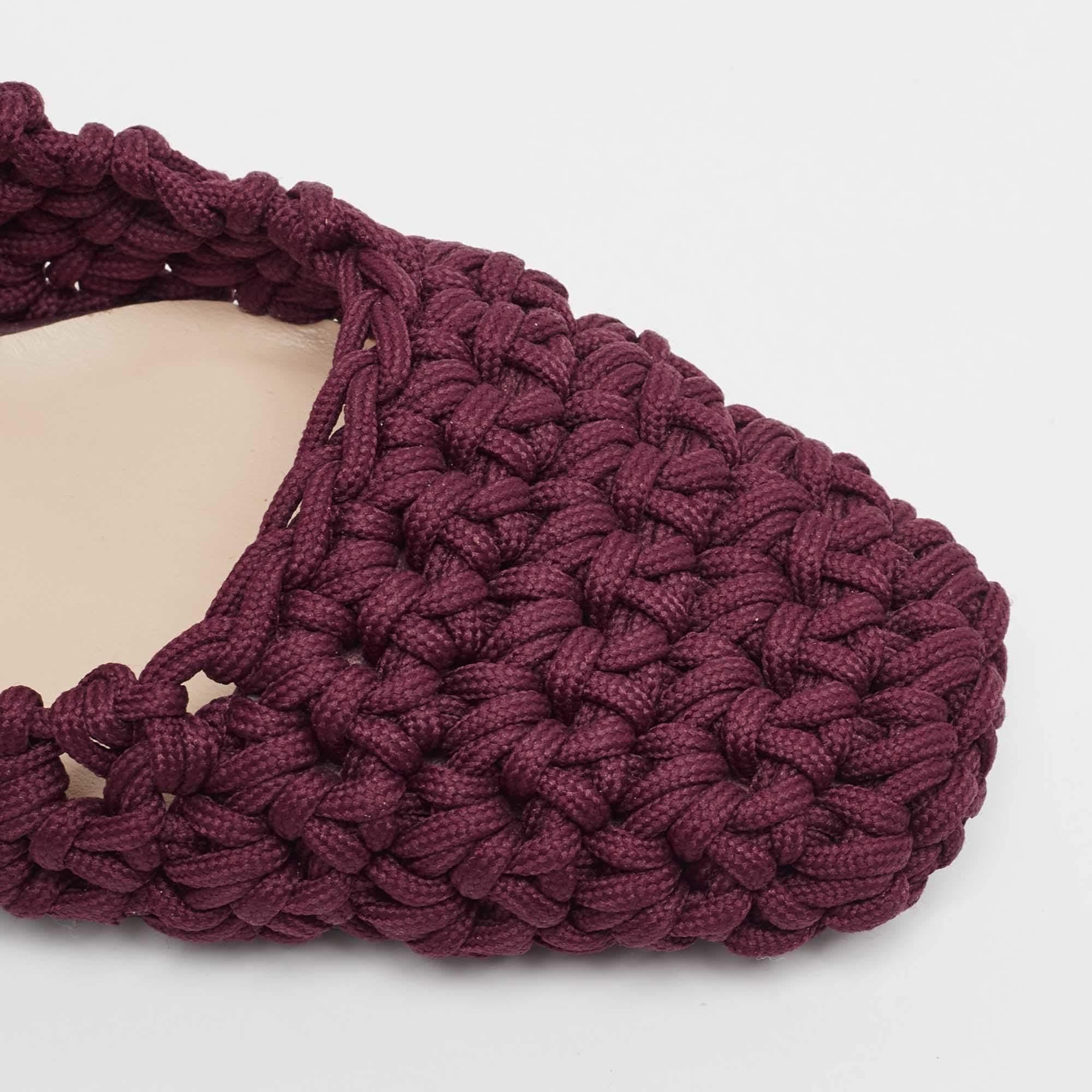 Nº21 Burgundy Crochet Slingback Pumps Size 40 For Sale 5