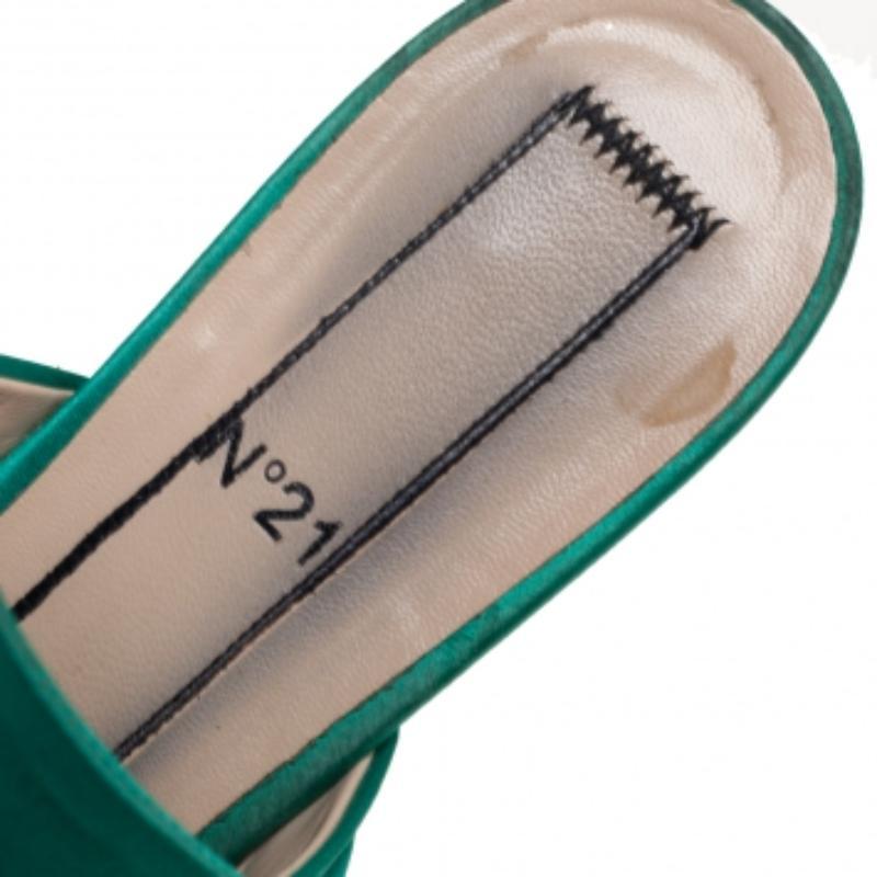 Women's Nº21 Green Satin Knot Flat Mules Size 38