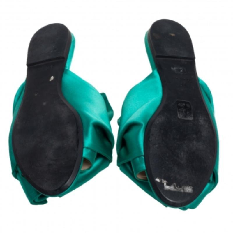 Nº21 Green Satin Knot Flat Mules Size 38 3