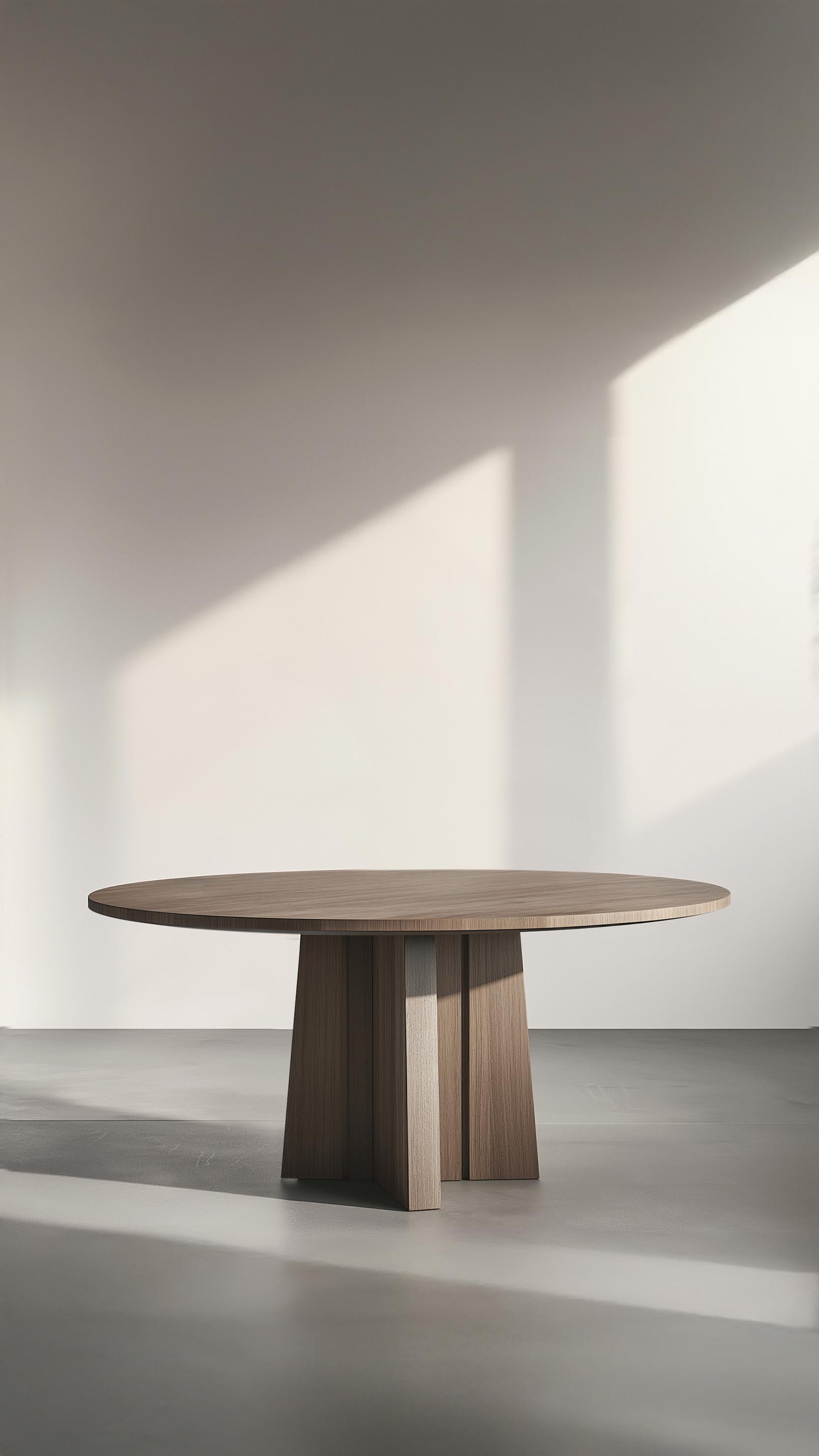 Mexican No21 Scarpa Dining Table – Round Top with Sculptural Cylindrical Base For Sale