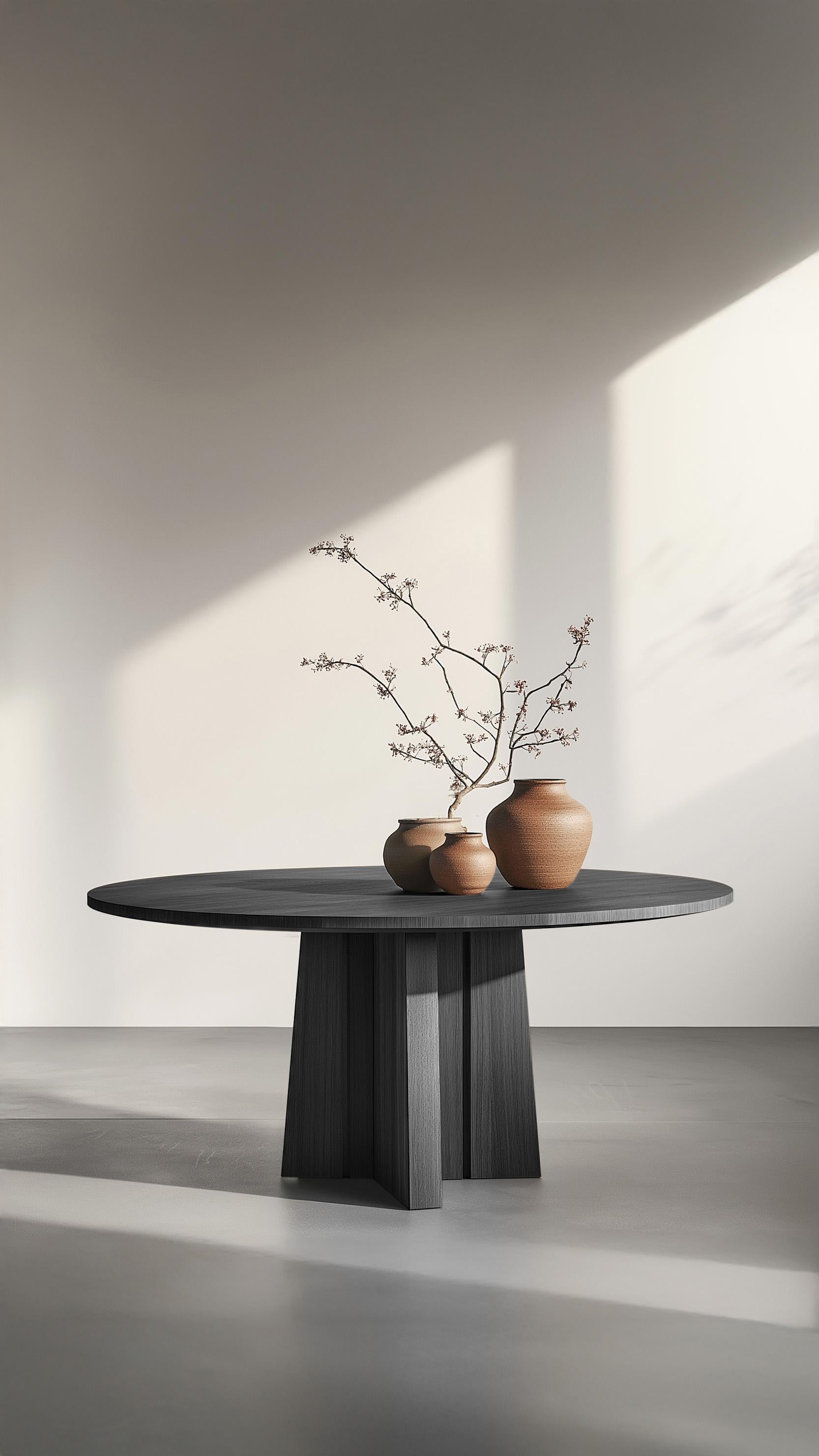 Hand-Crafted No21 Scarpa Dining Table – Round Top with Sculptural Cylindrical Base For Sale