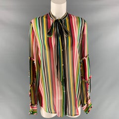 Nº21 Size 6 Multi-Color Silk Stripe Bow Shirt