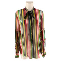 Nº21 Size 6 Multi-Color Silk Stripe Bow Shirt