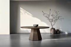 No23 Scarpa Round Dining Table – Solid Wood with Unique Cylindrical Base