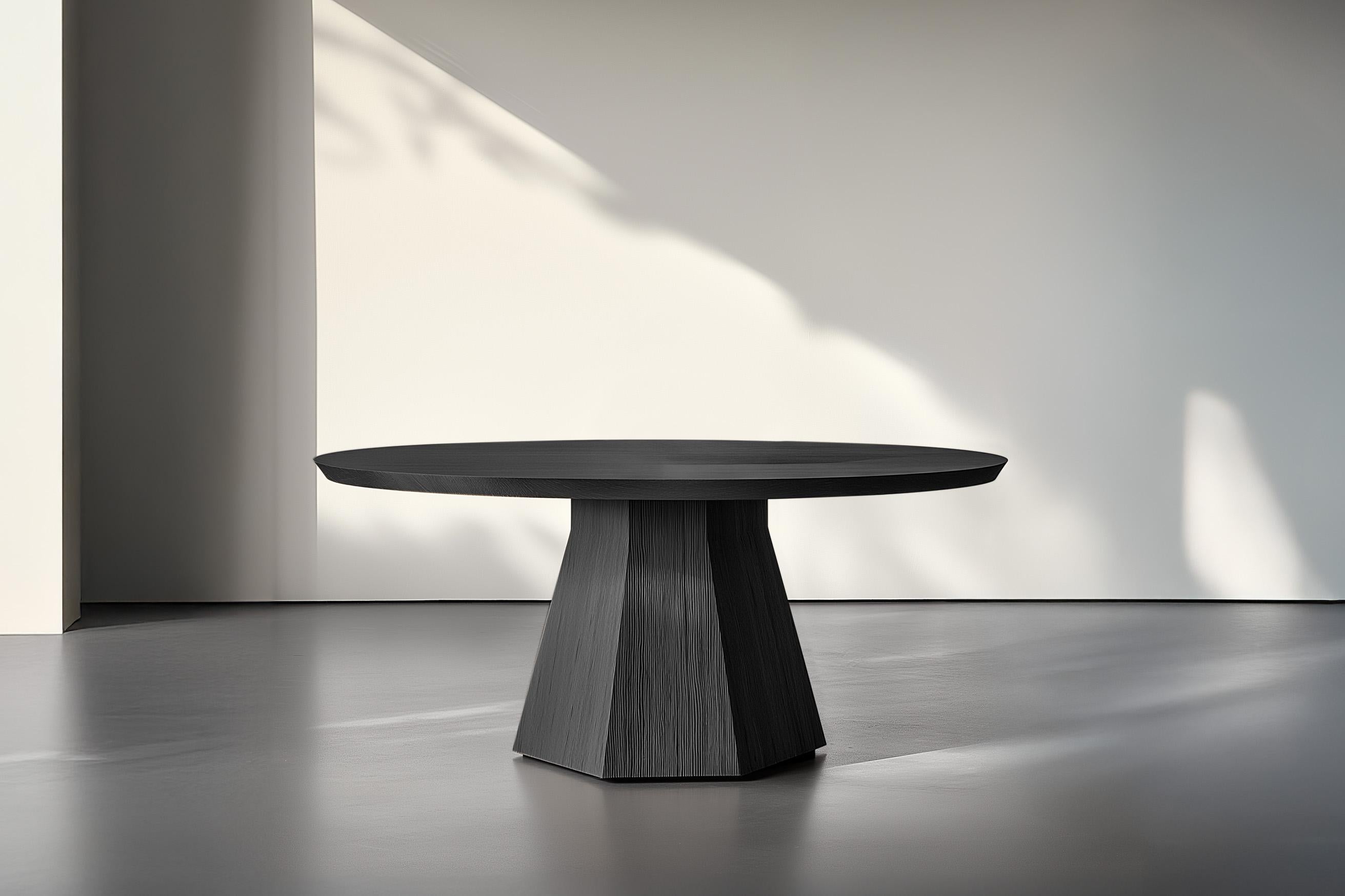 Modern No23 Scarpa Round Dining Table – Solid Wood with Unique Cylindrical Base For Sale