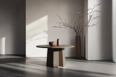 No24 Scarpa Dining Table by NONO – Round Top and Sculptural Solid Wood Base