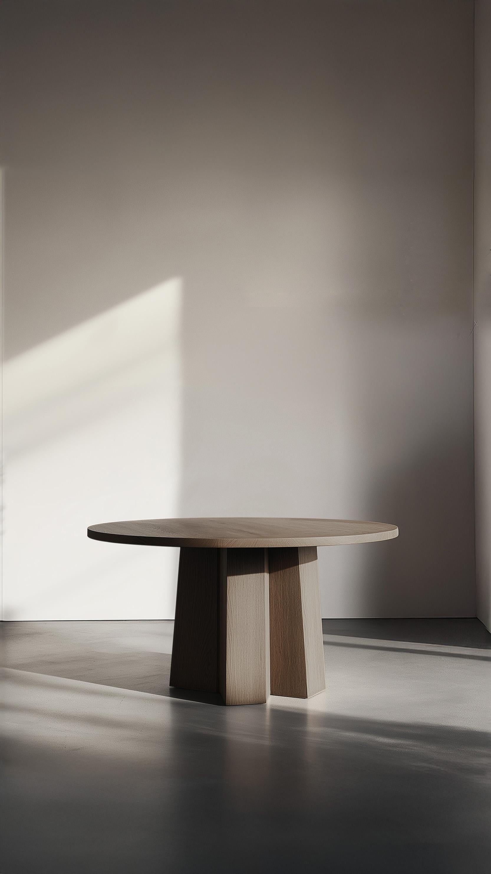 Mexican No24 Scarpa Dining Table by NONO – Round Top and Sculptural Solid Wood Base For Sale