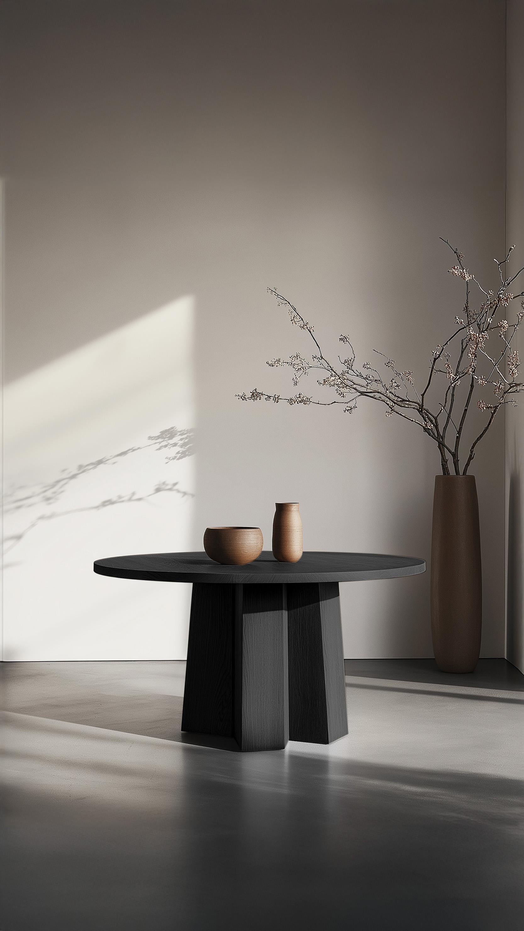 Hand-Crafted No24 Scarpa Dining Table by NONO – Round Top and Sculptural Solid Wood Base For Sale