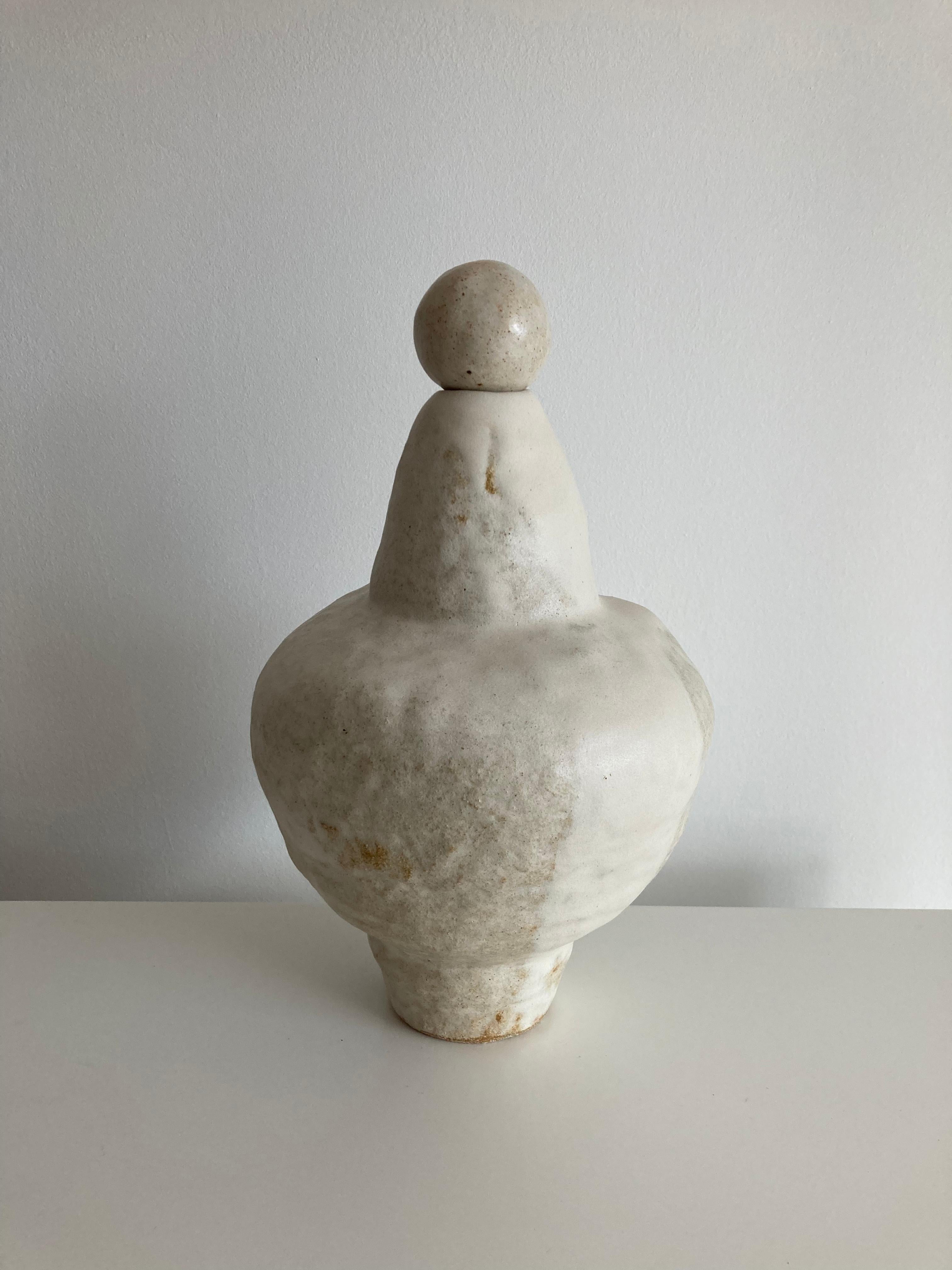 No.24 stoneware sculpture, Tonfisk by Ciona Lee 
One of a Kind
Dimensions: Ø 19 x H 26 cm
Materials: grogged stoneware, satin cream glaze
Variations of size and colour available

Tonfisk is the ceramic practice by Ciona Lee, a Korean-Italian