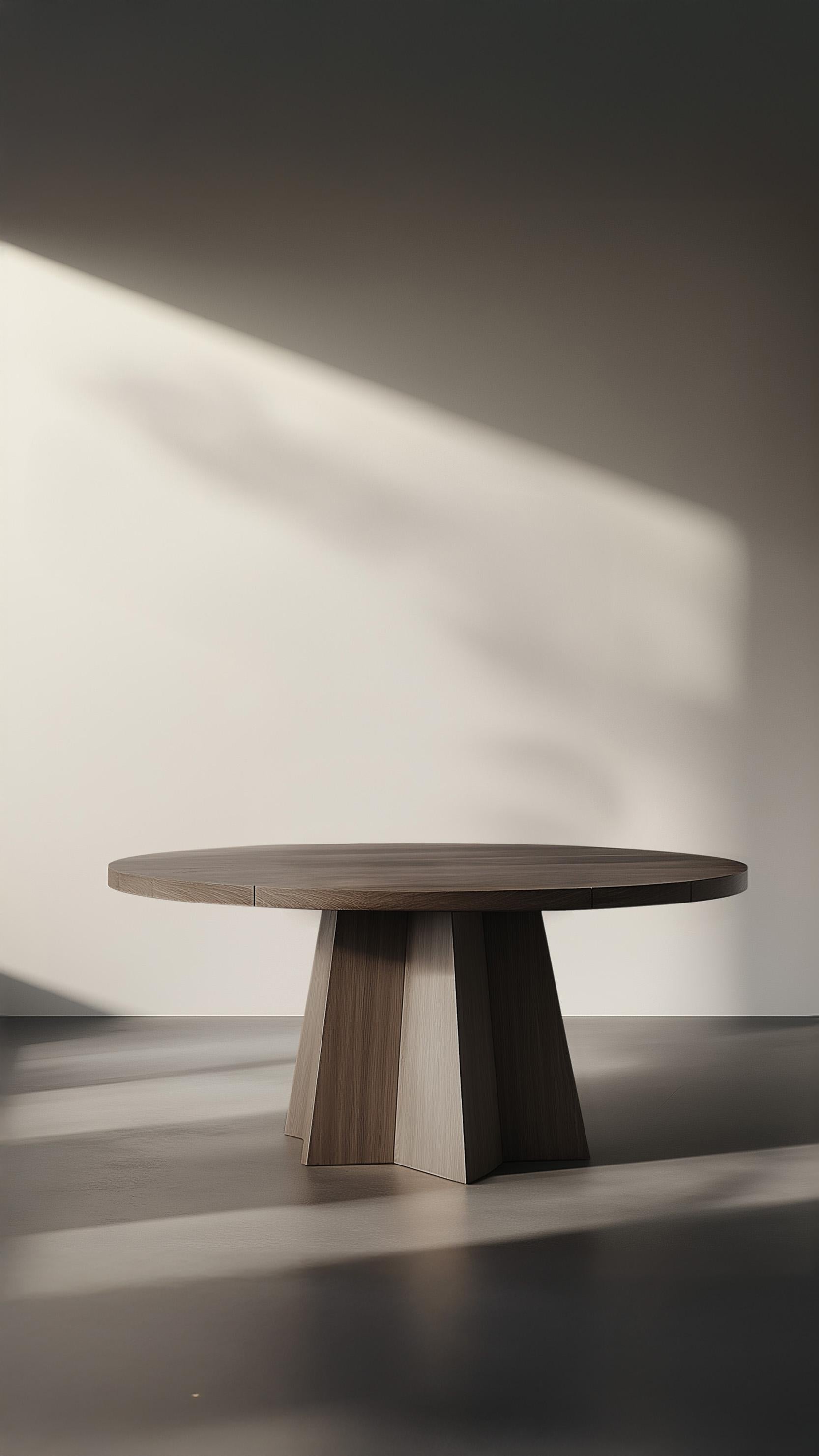 Mexican No30 Scarpa Dining Table – Solid Wood Round Top with Sculptural Base For Sale