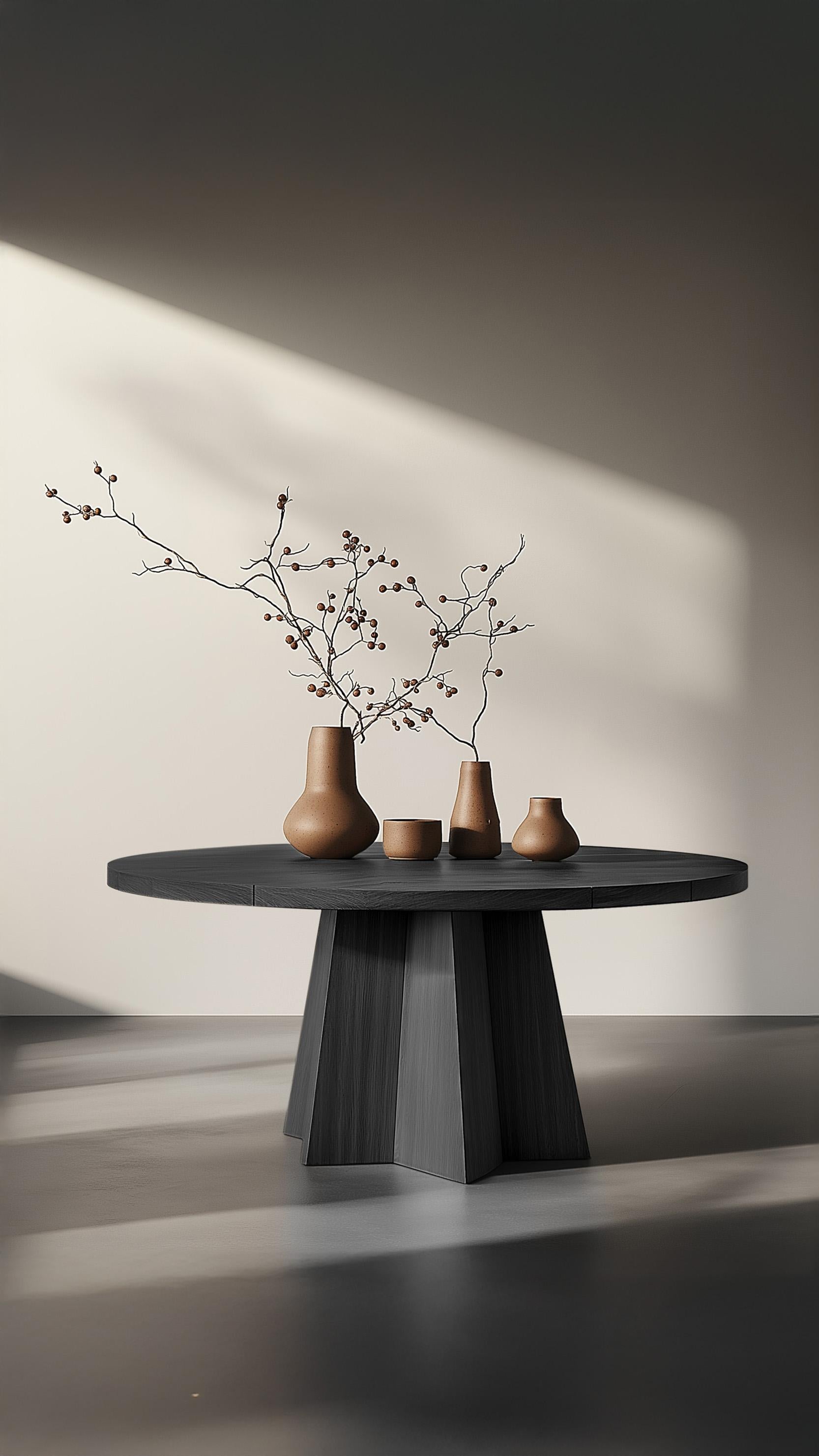 Hand-Crafted No30 Scarpa Dining Table – Solid Wood Round Top with Sculptural Base For Sale