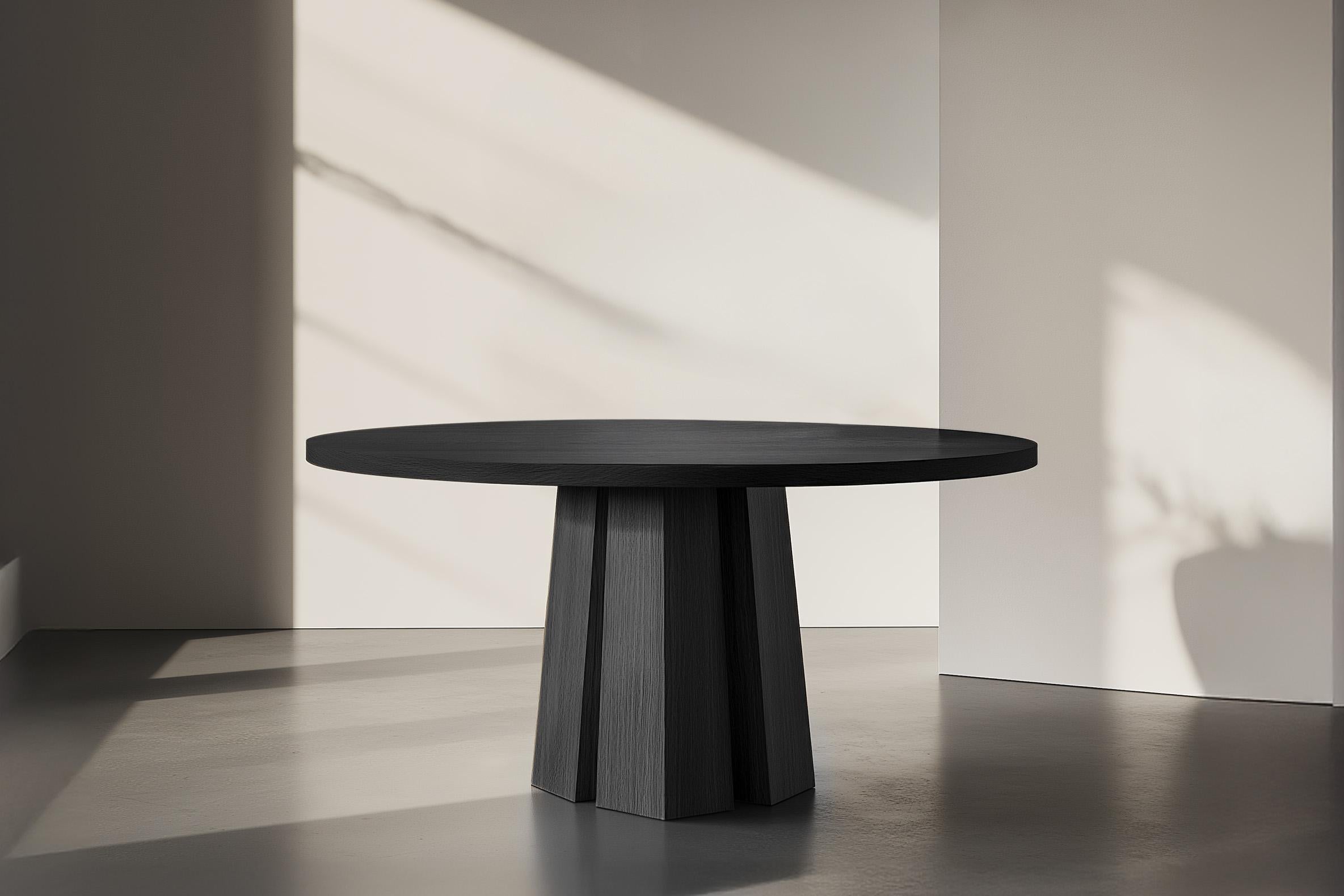 Modern No31 Scarpa Round Dining Table – Custom Solid Wood Top by Joel Escalona For Sale